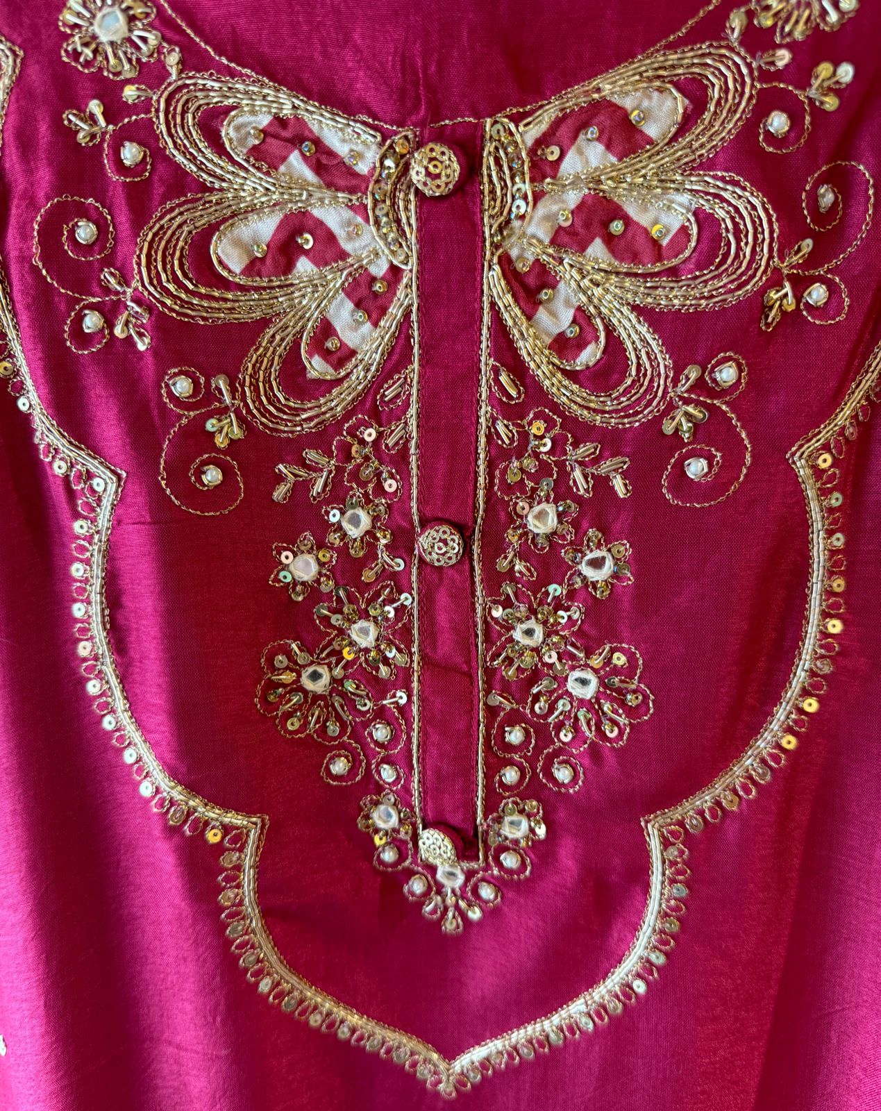 Soft Shimmer tissue Unstitched full size shirt with beautiful Rajwada style neckline