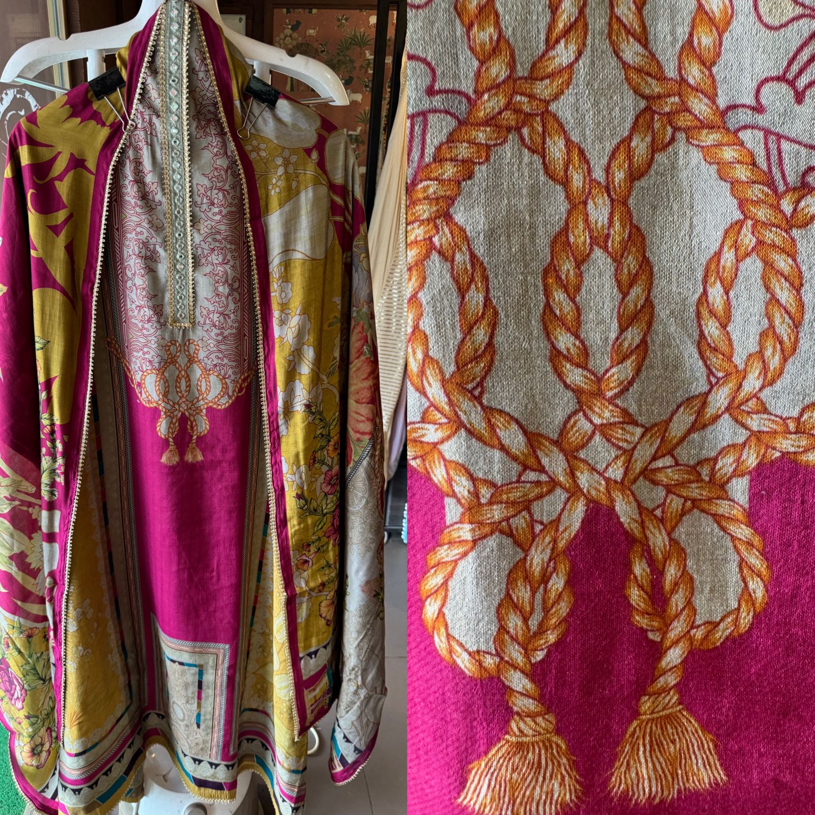 Pure Mul Muslin digital printed Shirt with neck Patti design