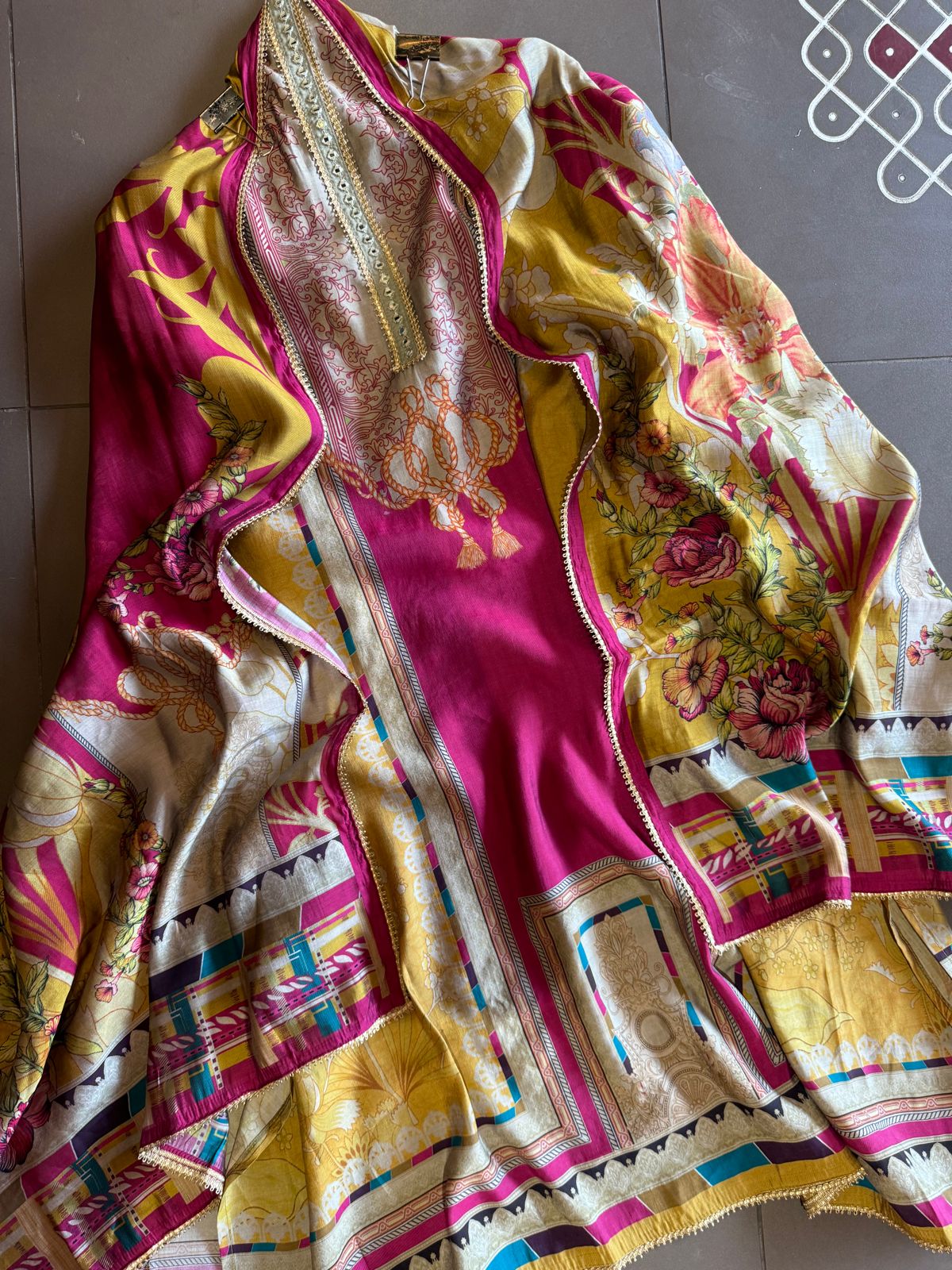 Pure Mul Muslin digital printed Shirt with neck Patti design