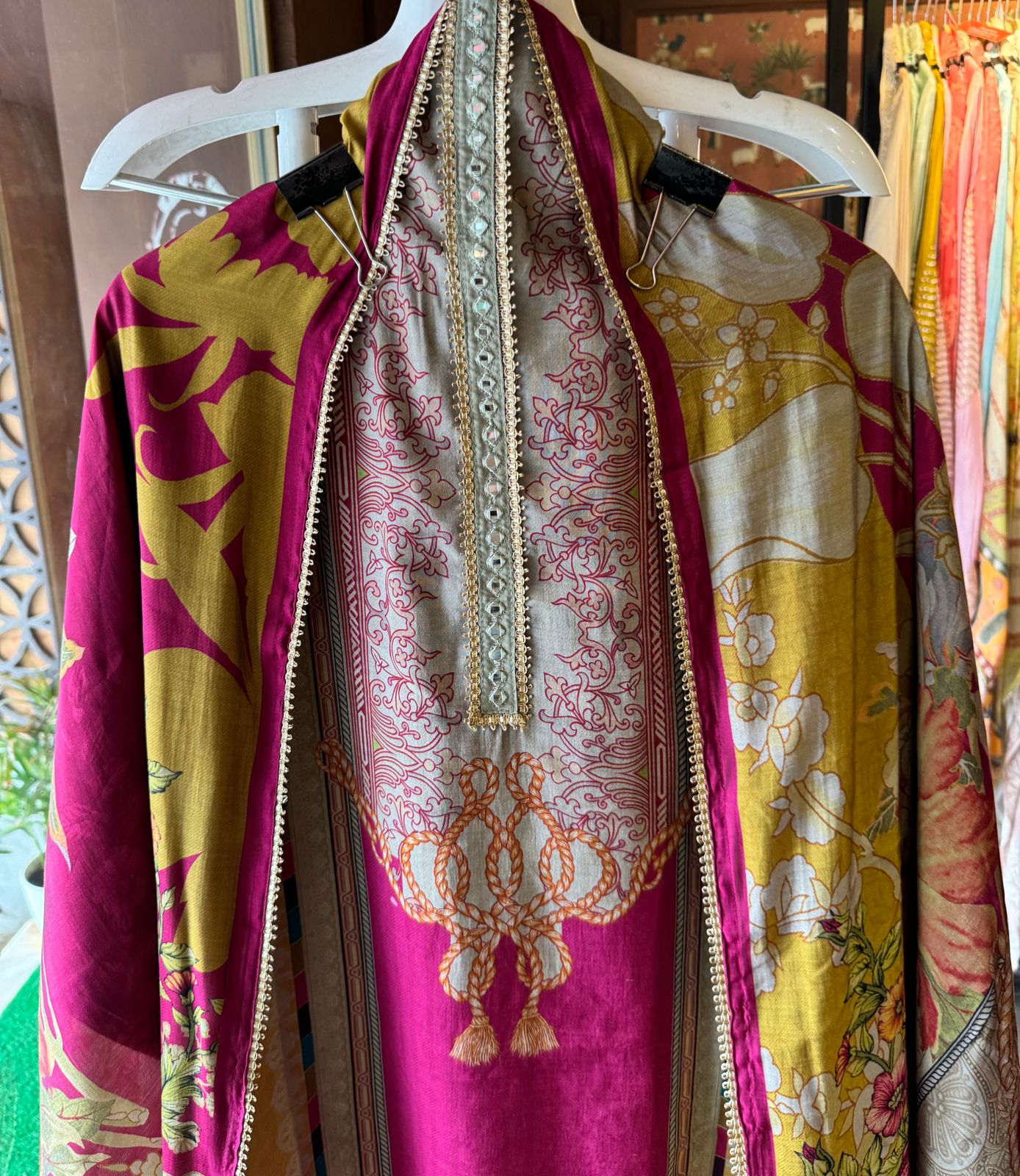 Pure Mul Muslin digital printed Shirt with neck Patti design