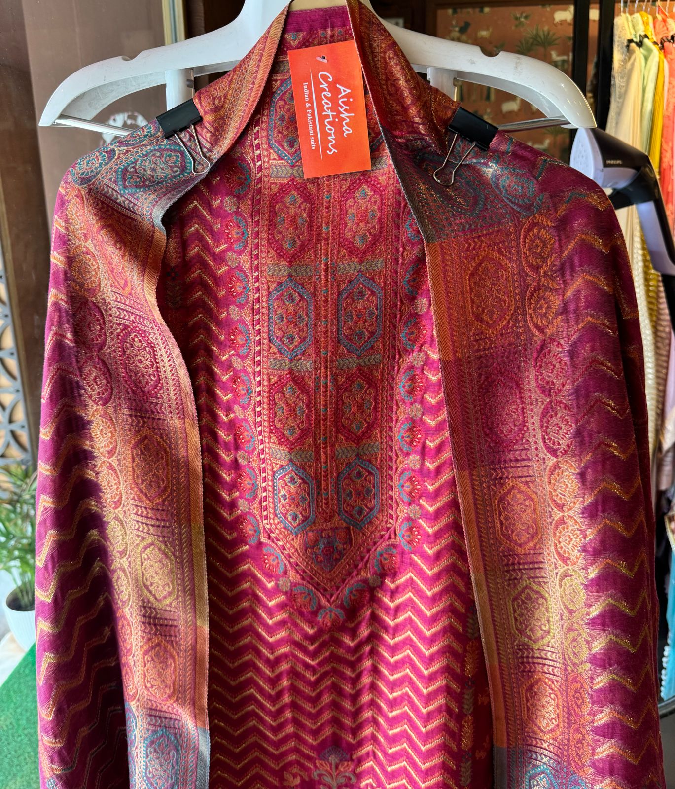 Pure jamdaani cotton Silk Suit pieces with beautiful Thread weavings all over the shirt front and back