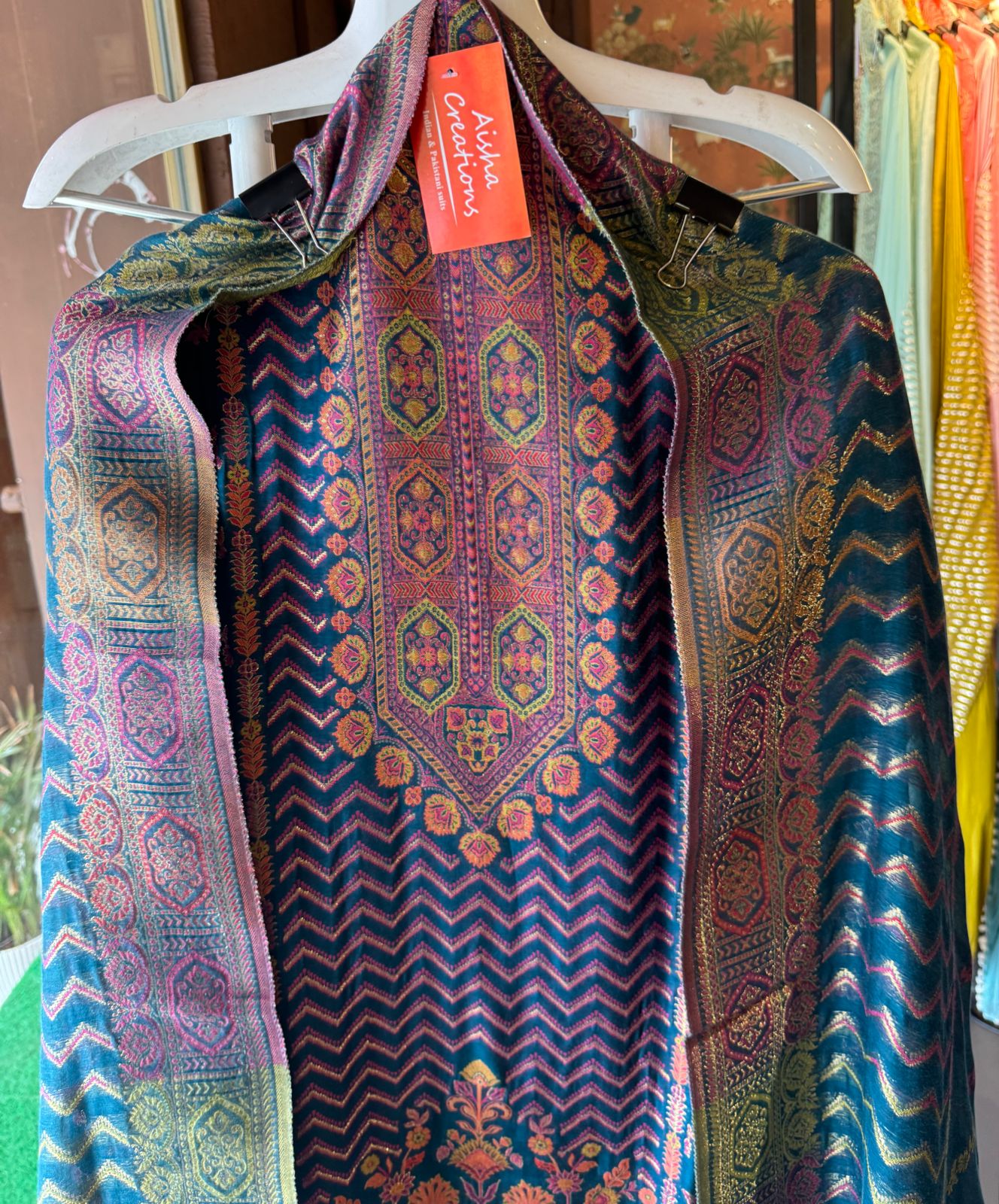 Pure jamdaani cotton Silk Suit pieces with beautiful Thread weavings all over the shirt front and back