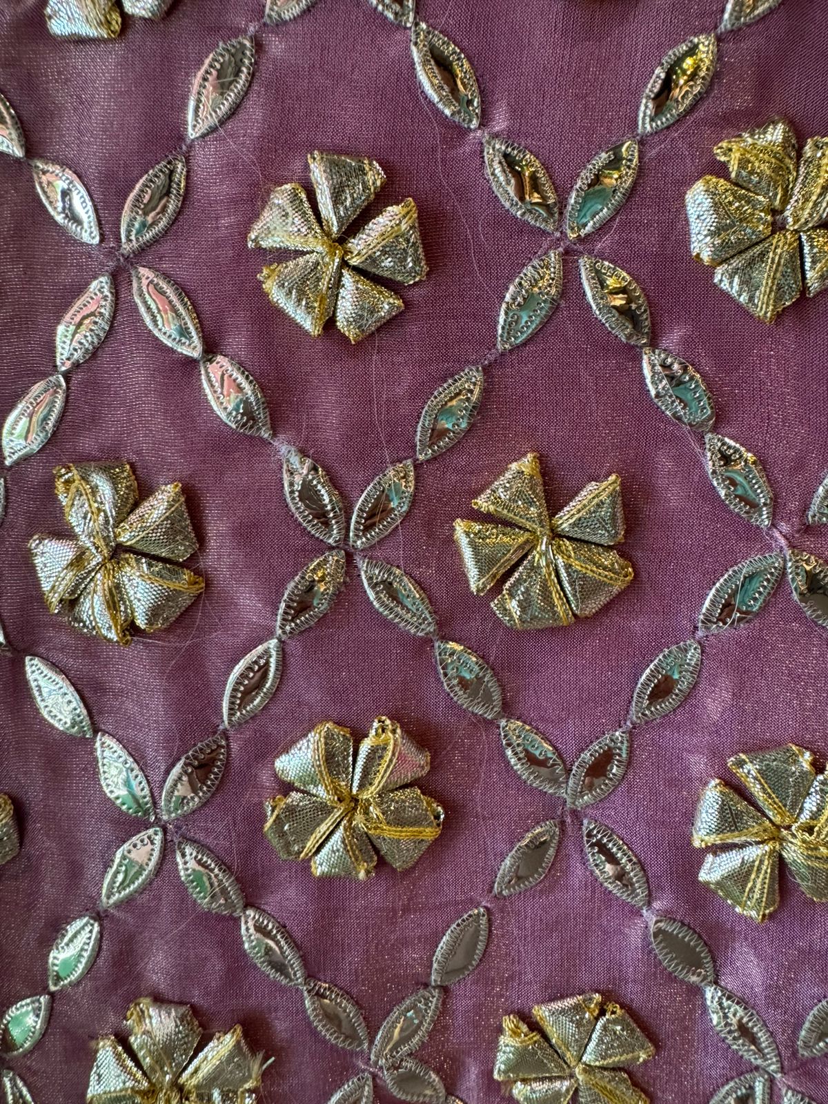 Pure tissue Unstitched Shirt with Very Beautiful original gotta Fool work done on the shirt front