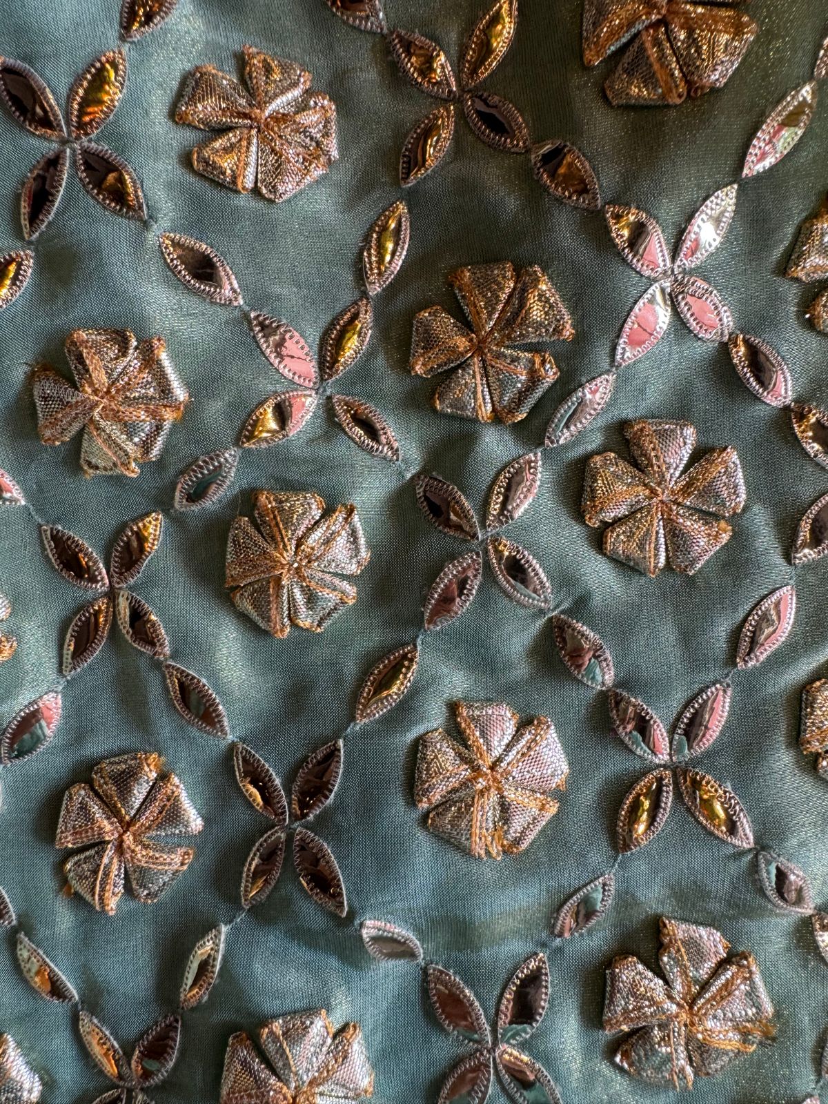 Pure tissue Unstitched Shirt with Very Beautiful original gotta Fool work done on the shirt front