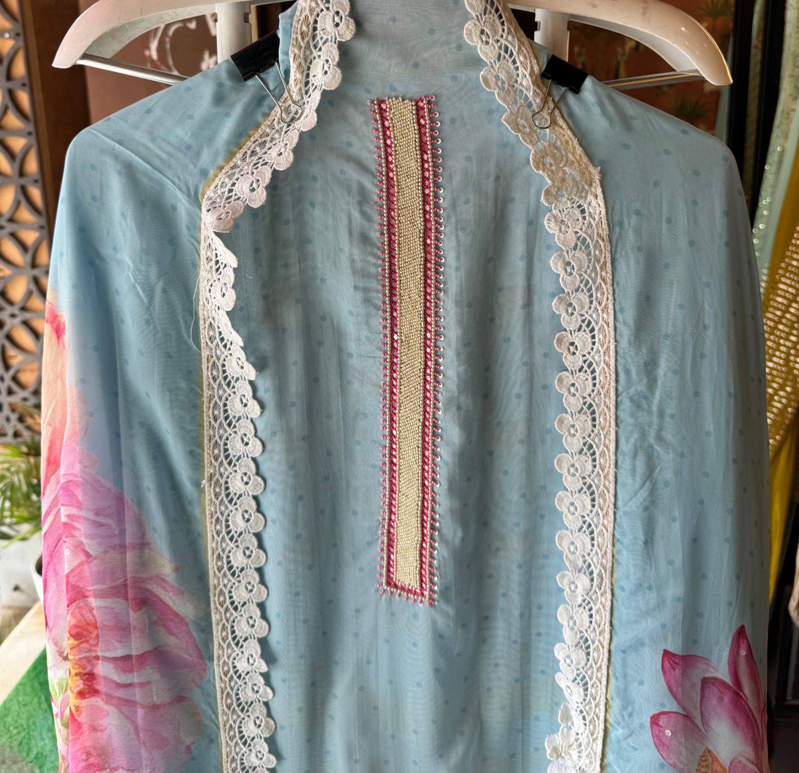 100% Pure soft organza shirt with very high quality digital