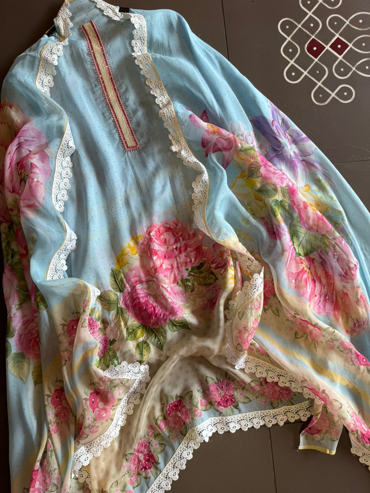 100% Pure soft organza shirt with very high quality digital