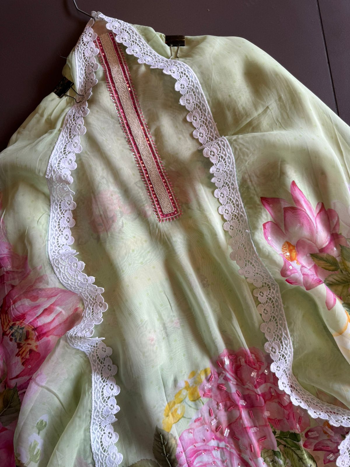 100% Pure soft organza shirt with very quality digital