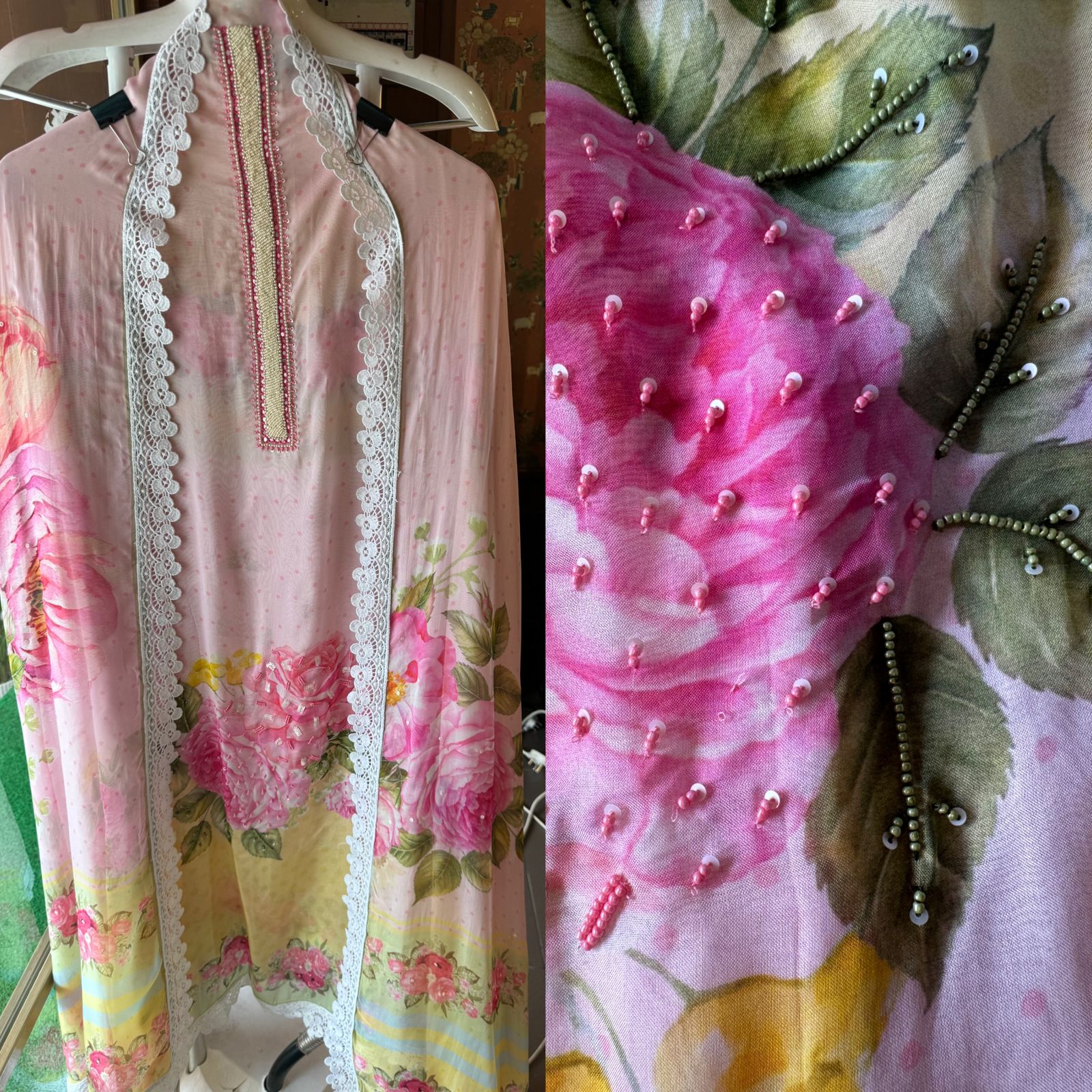 100% Pure soft organza shirt with very quality digital