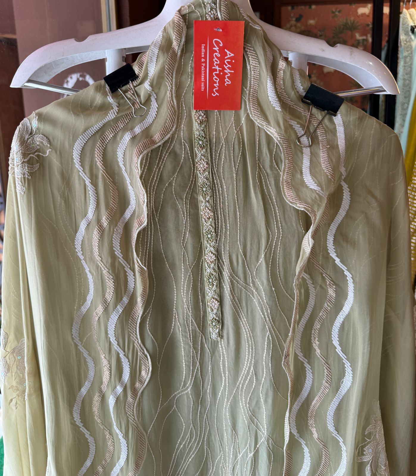 Soft organza Unstitched shirt with thread and sequence embroidery on the shirt front