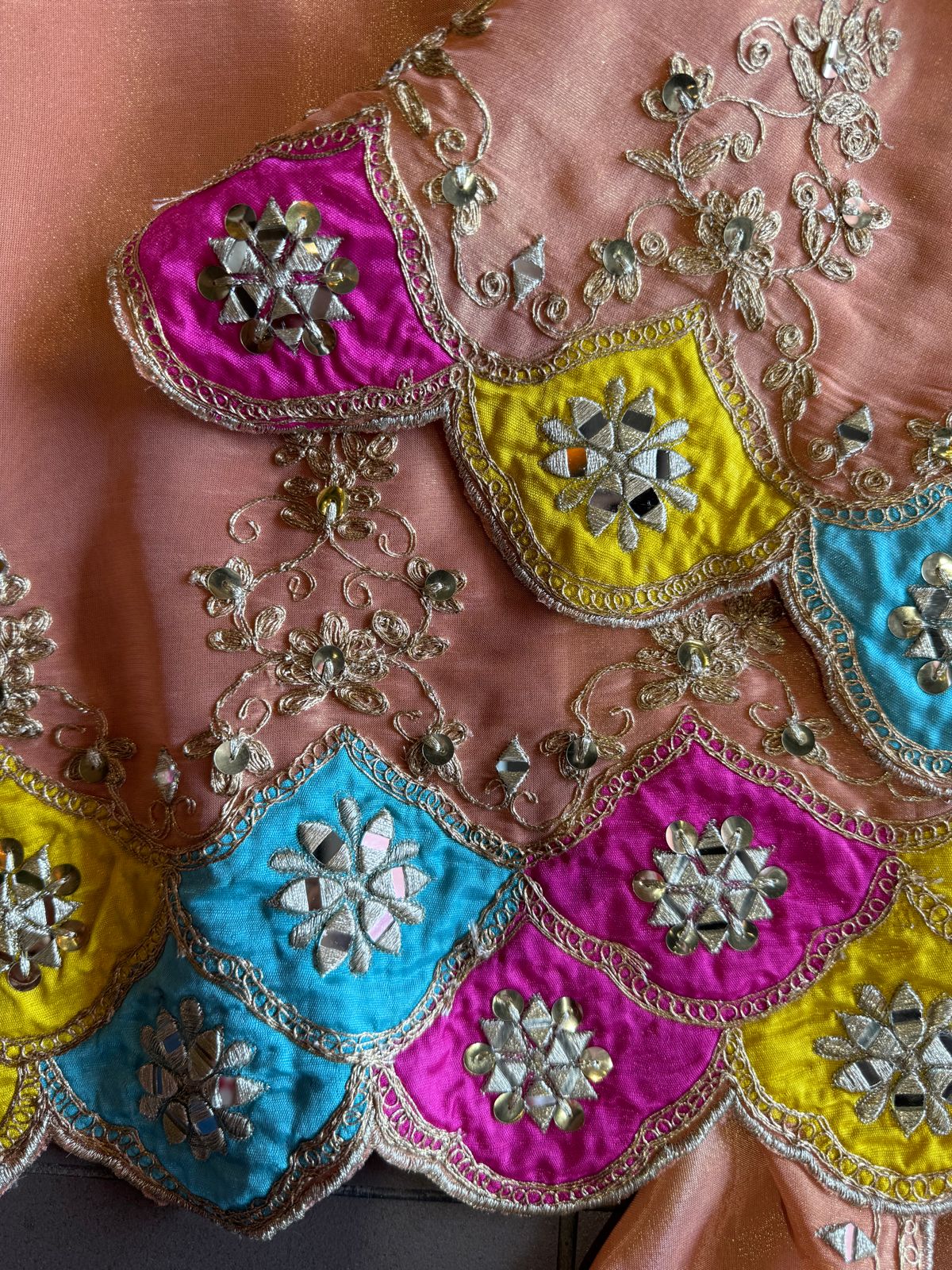 Soft shimmer tissue Unstitched Shirt with Dori Zari Handembroidered neckline