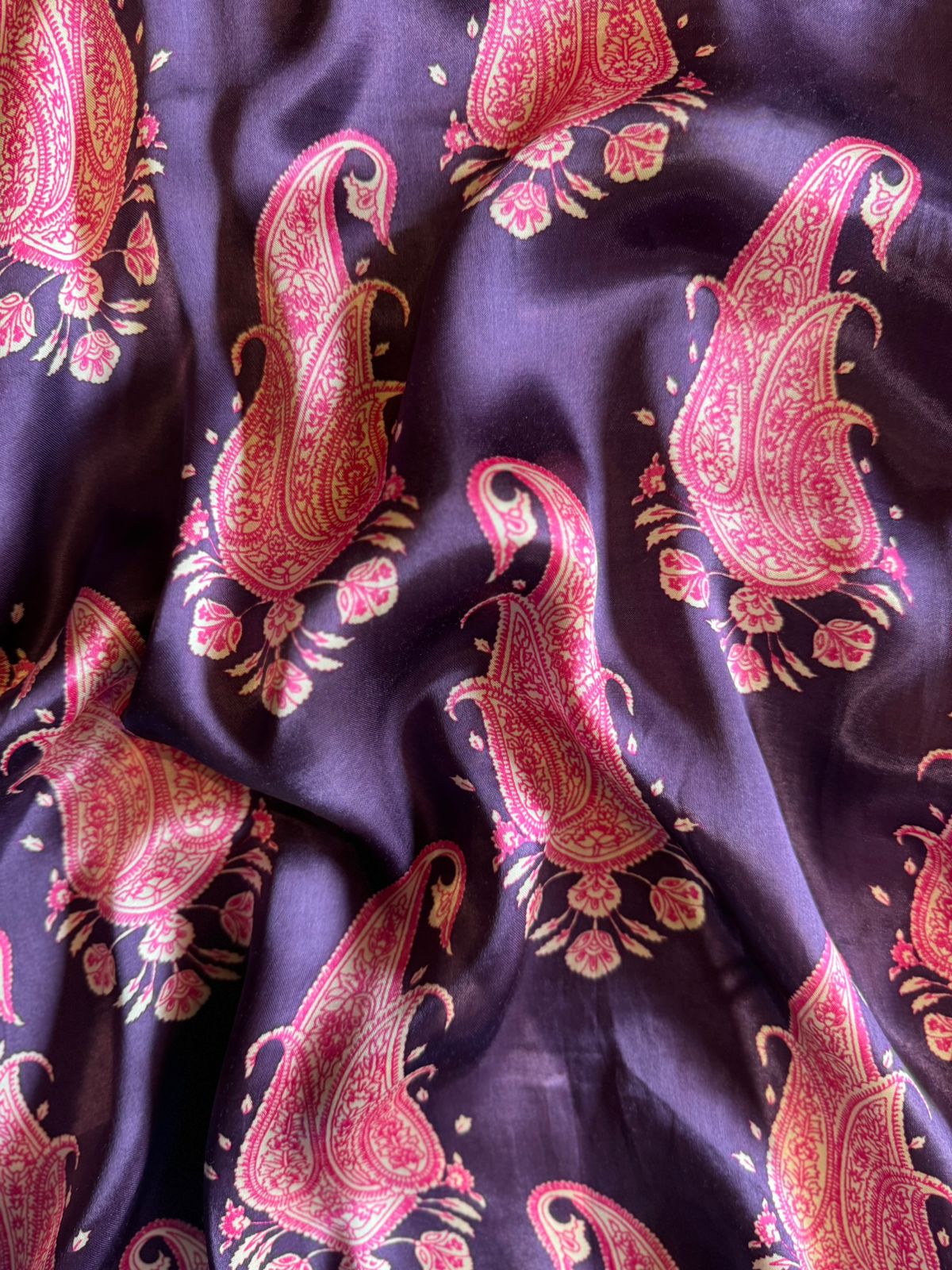 Pure Gajji silk Unstitched Shirt with very Gorgeous dori embroidery and Threadwork on the neckline