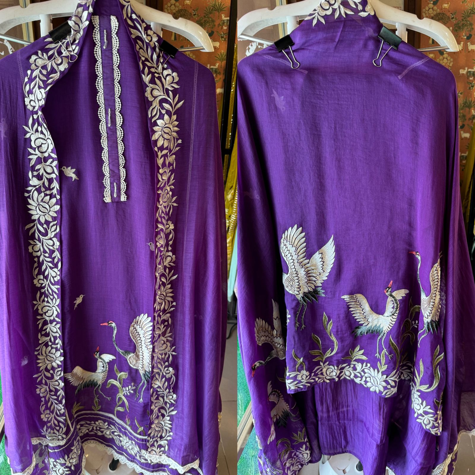 Pure Cotton linen Shirt Beautiful concept With Patti design with crochia lace