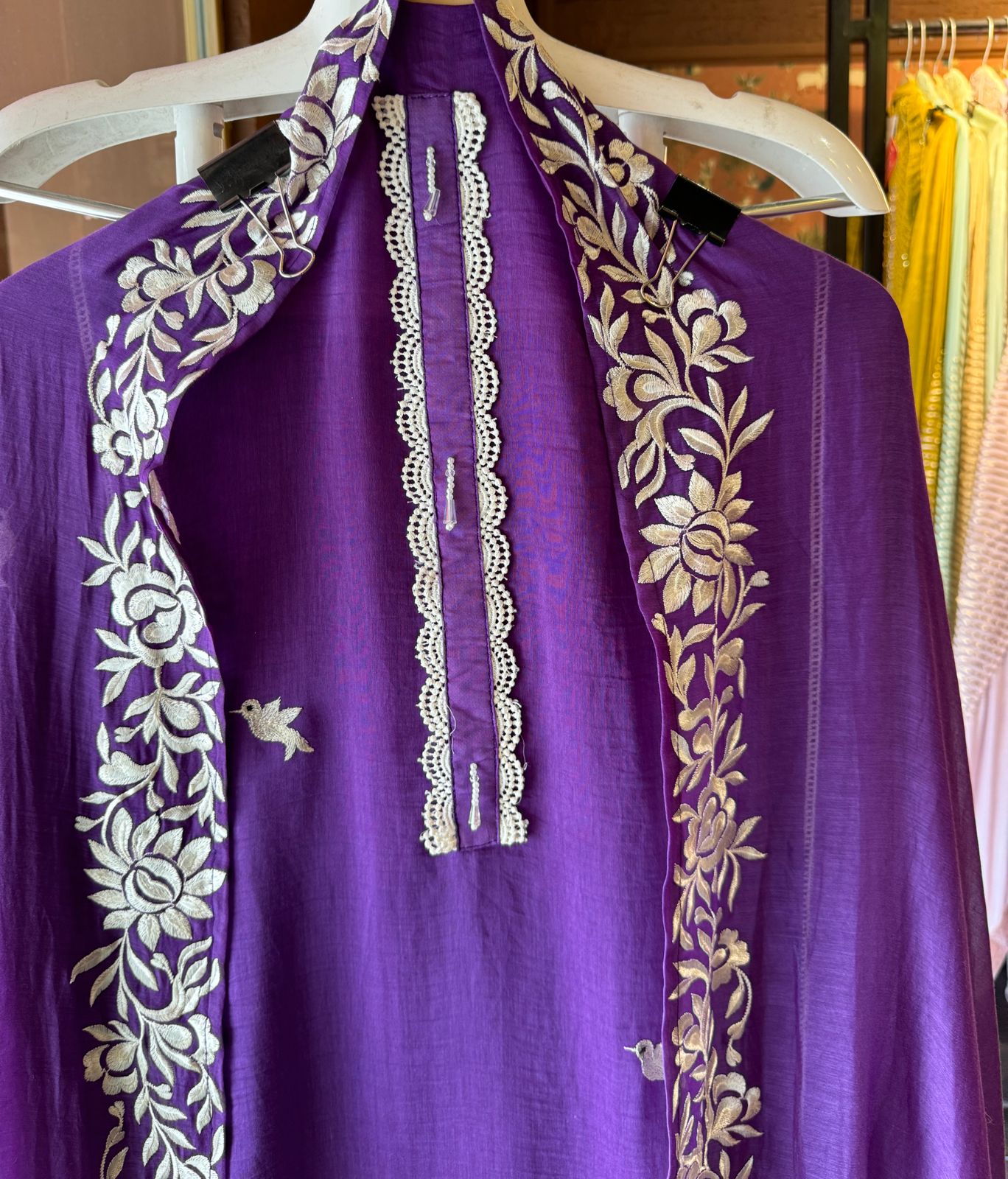 Pure Cotton linen Shirt Beautiful concept With Patti design with crochia lace