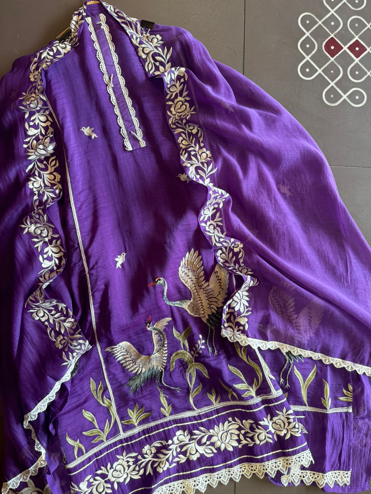 Pure Cotton linen Shirt Beautiful concept With Patti design with crochia lace