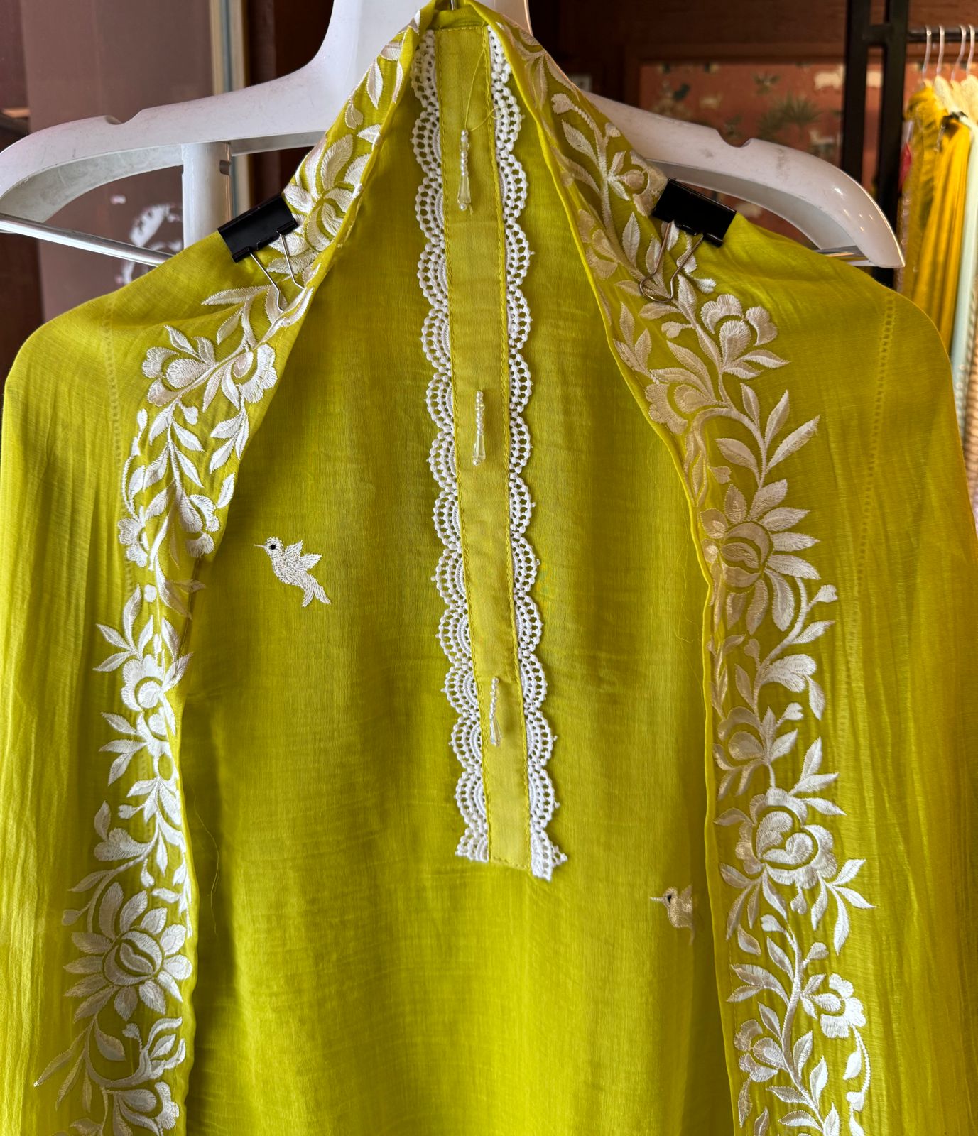 Pure Cotton linen Shirt Beautiful concept With Patti design with crochia lace