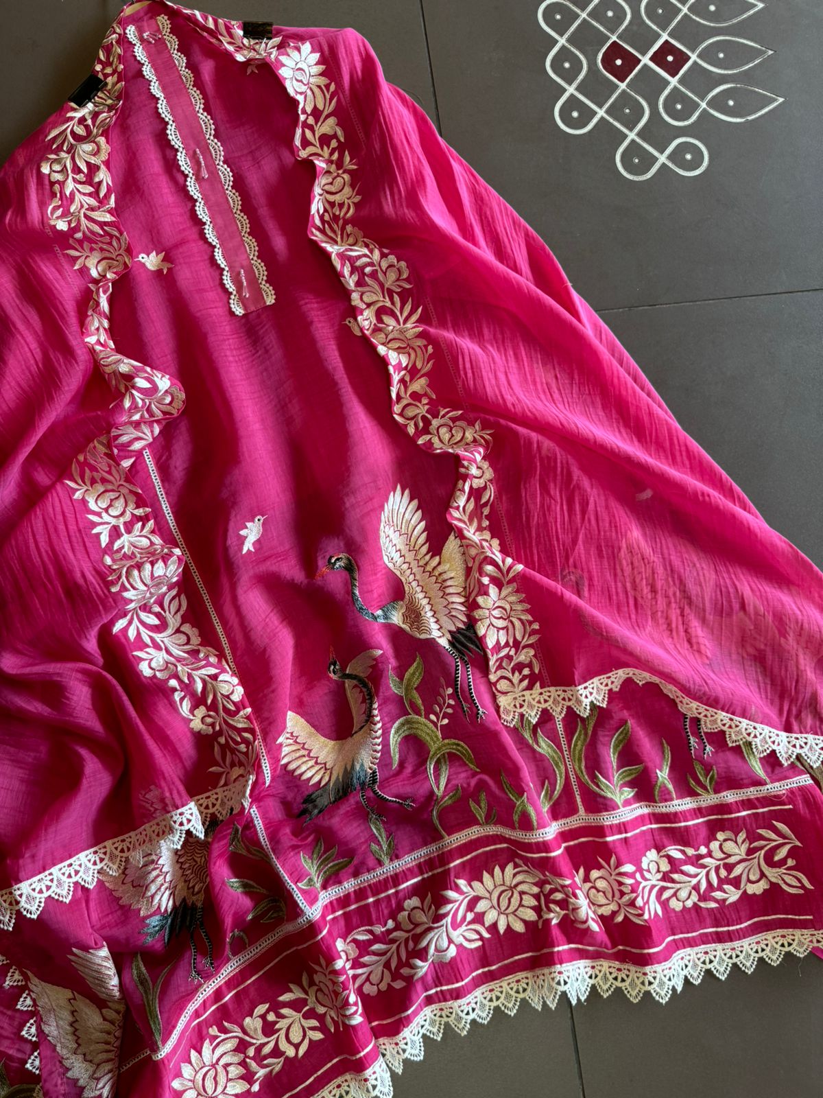 Pure Cotton linen Shirt Beautiful concept With Patti design with crochia lace