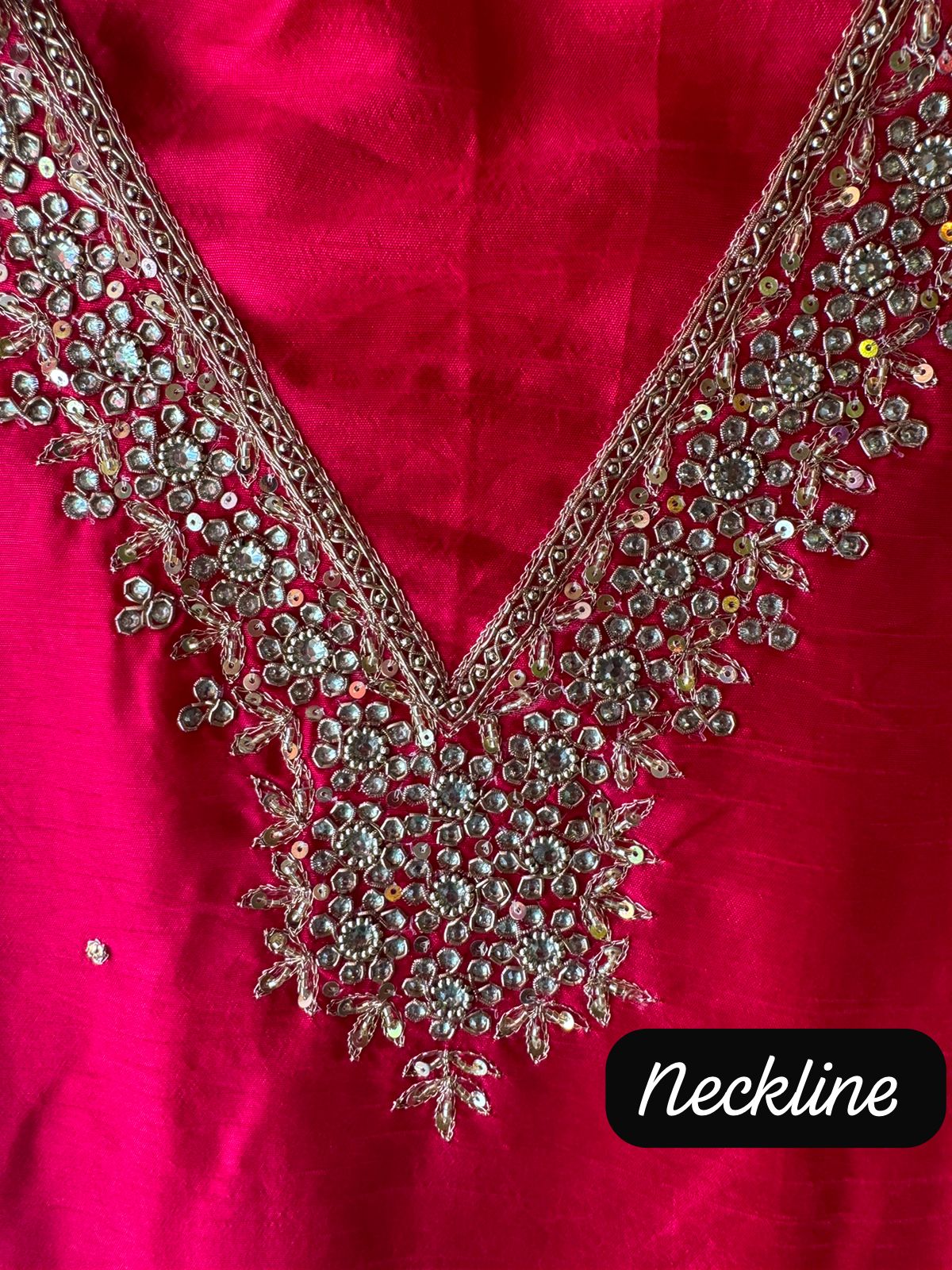 Pure Silk Shirt (Unstitched) with Dabka Handembroidery On the neckline