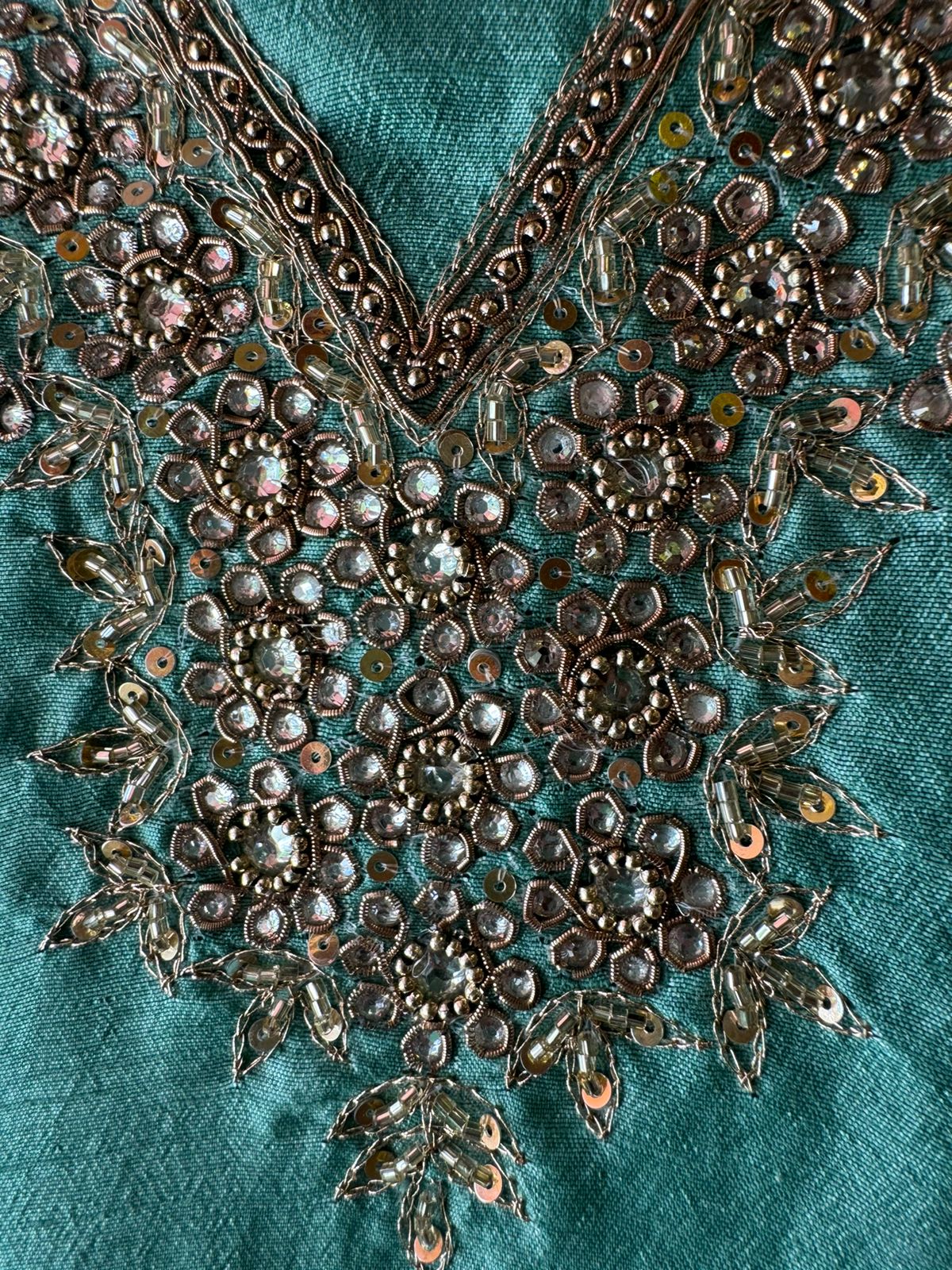 Pure Silk Shirt (Unstitched) with Dabka Handembroidery On the neckline