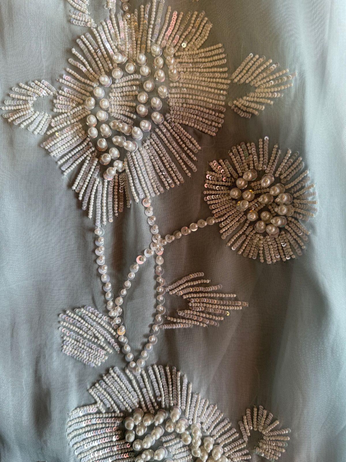 Shop our new exclusive range of Pakistani fabrics on soft organza with original pearl and Moti work