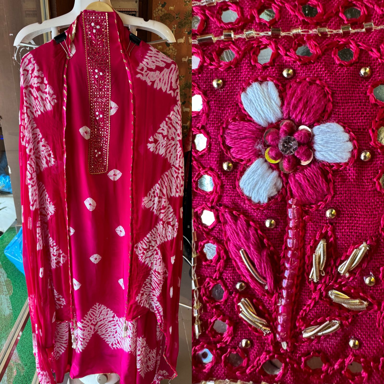 Pure Crepe Bandej printed Suit pieces (Unstitched full size)