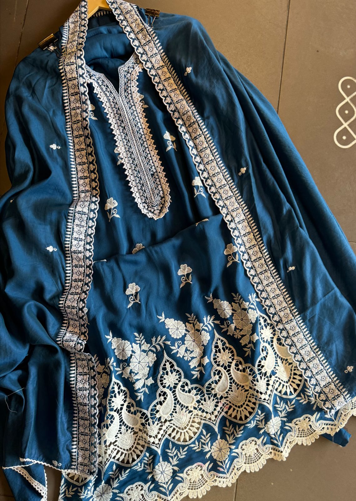 Pure cotton  Muslin Semi stitched Suit with beautiful Thread work done