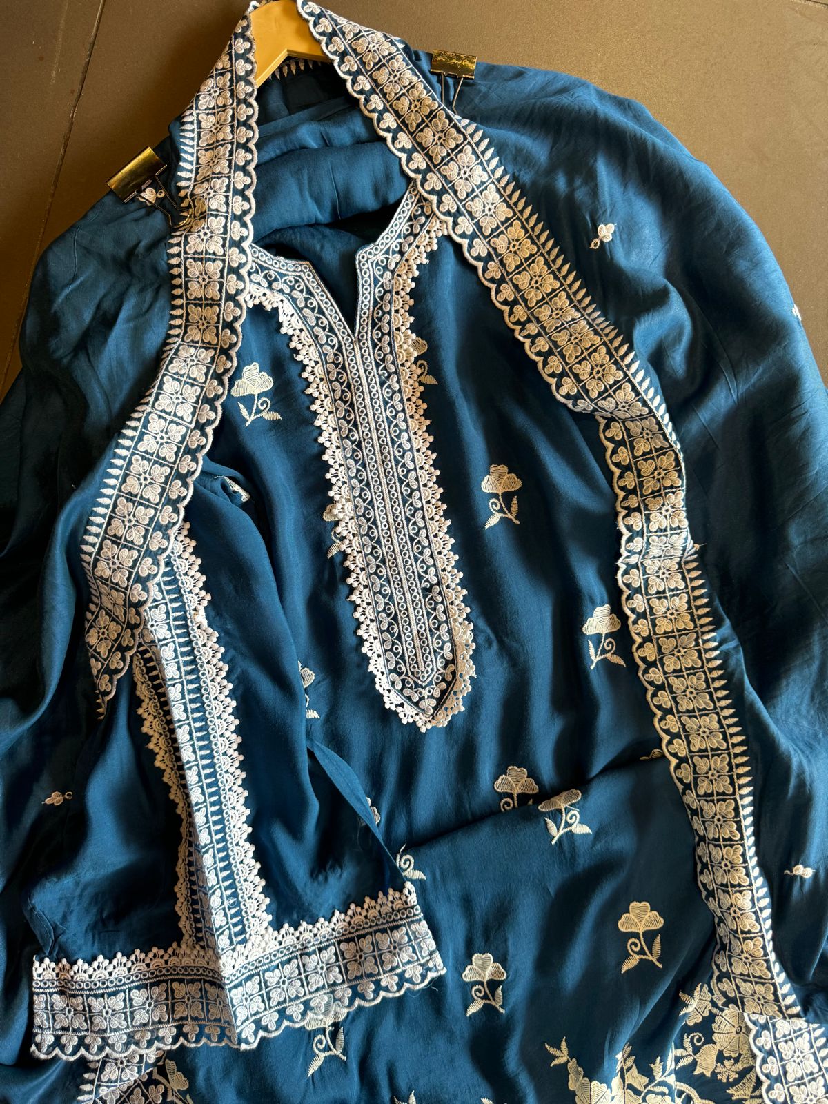 Pure cotton  Muslin Semi stitched Suit with beautiful Thread work done