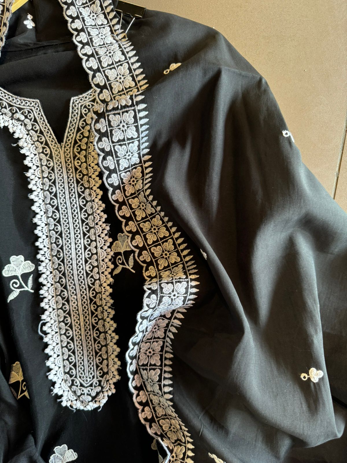 Pure cotton  Muslin Semi stitched Suit with beautiful Thread work done