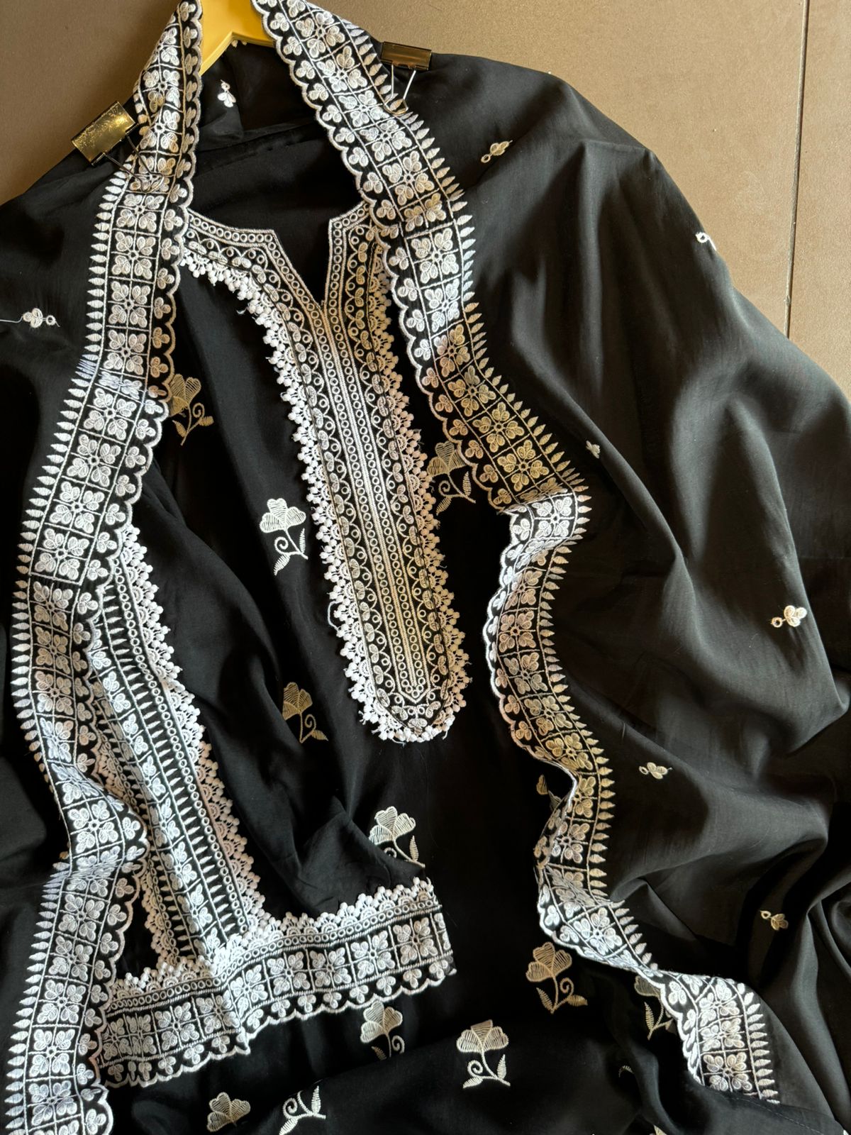 Pure cotton  Muslin Semi stitched Suit with beautiful Thread work done