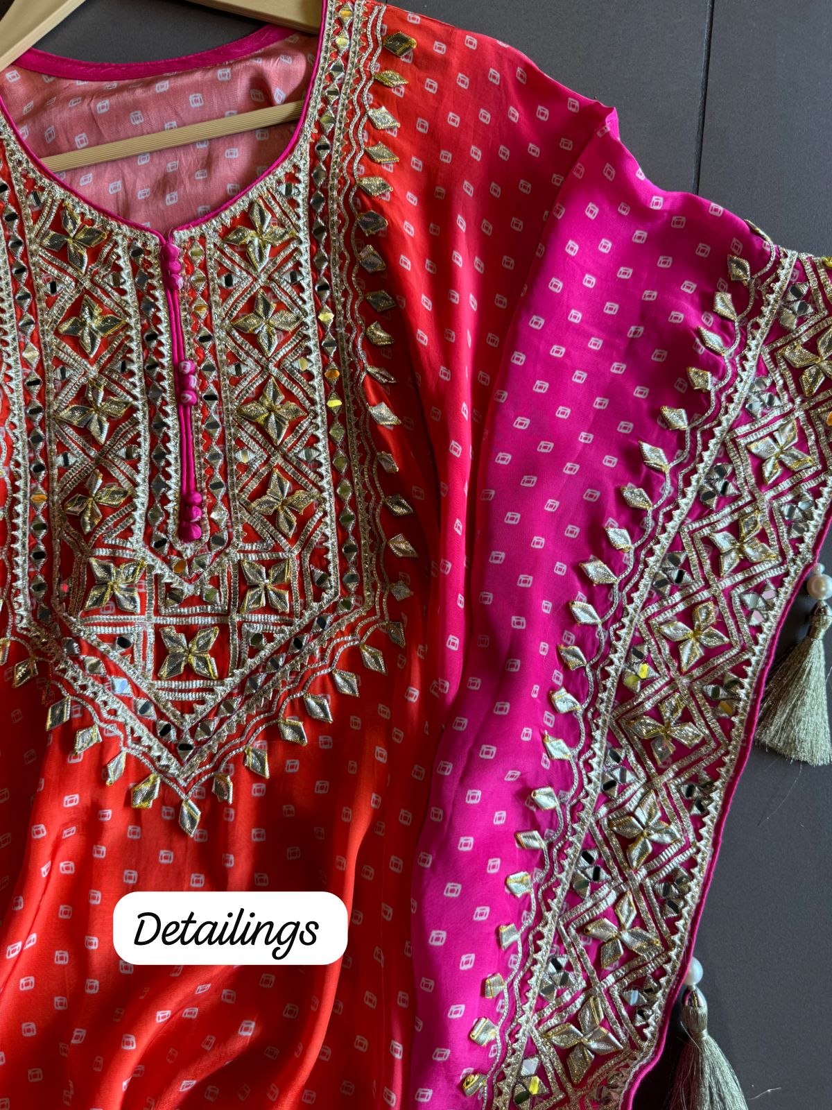 Pure crepe bandej printed kaaftan set ombre shaded