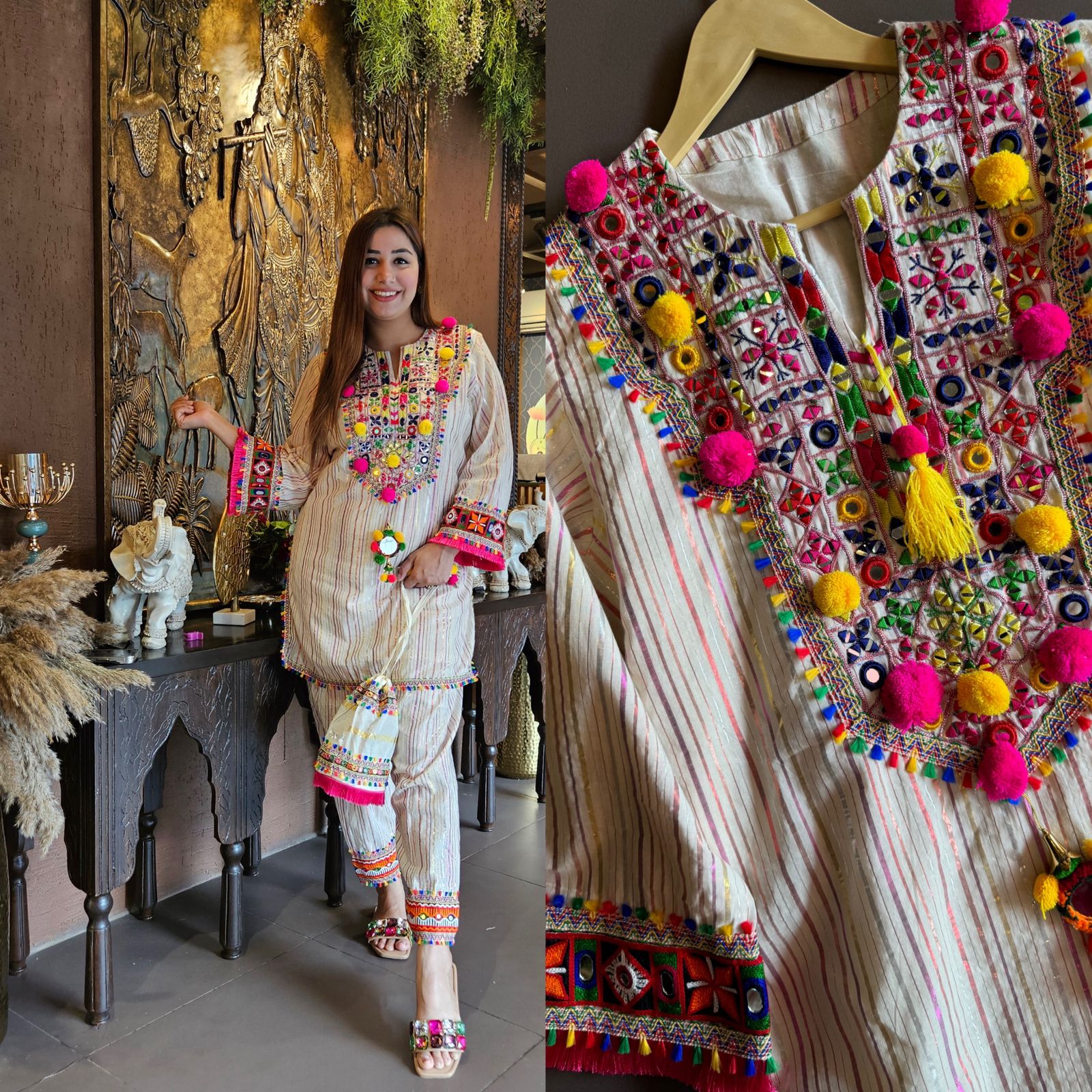 Cotton Lurex Kurta with Beautiful Jodhpuri multi coloured