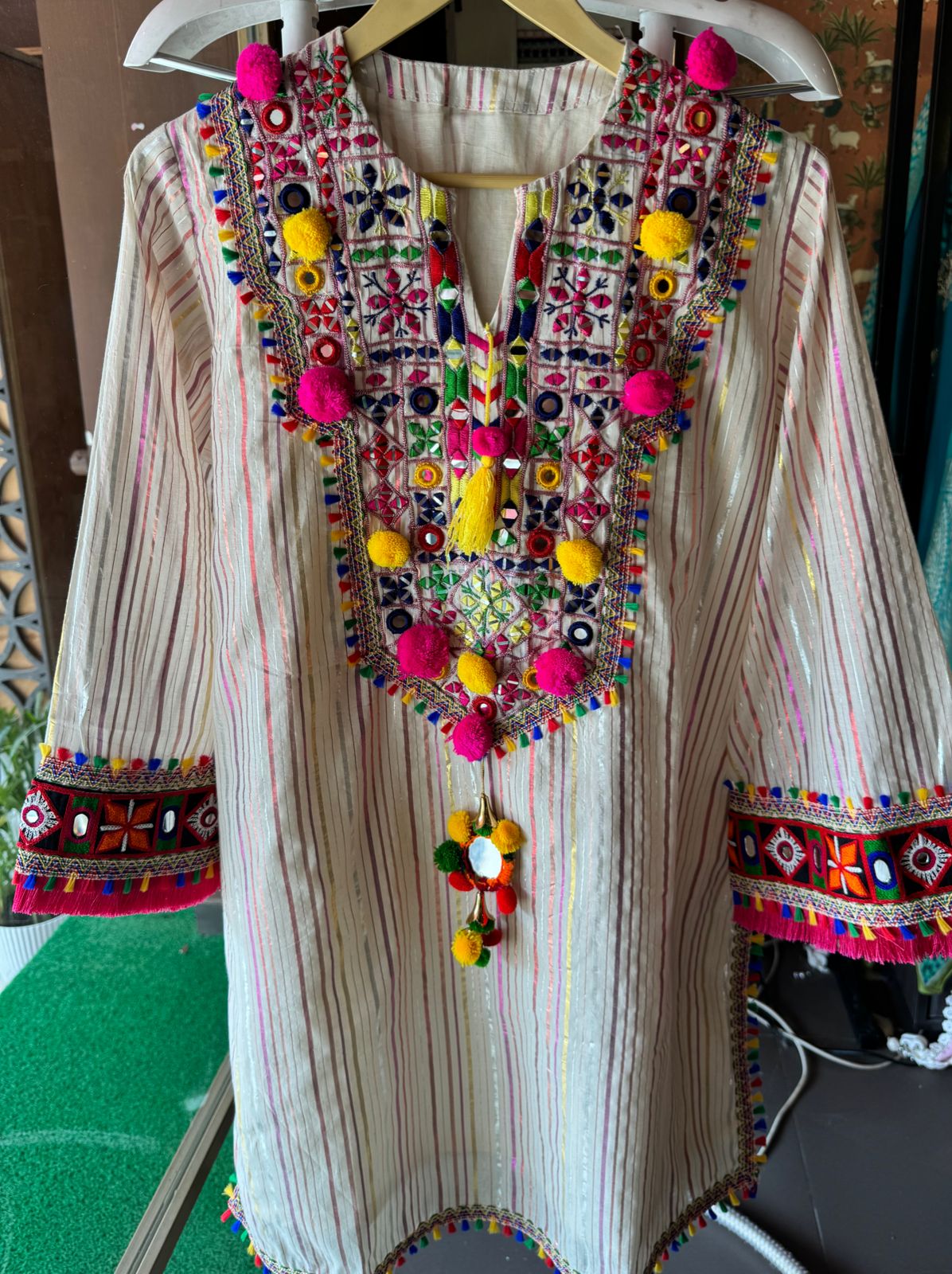 Cotton Lurex Kurta with Beautiful Jodhpuri multi coloured