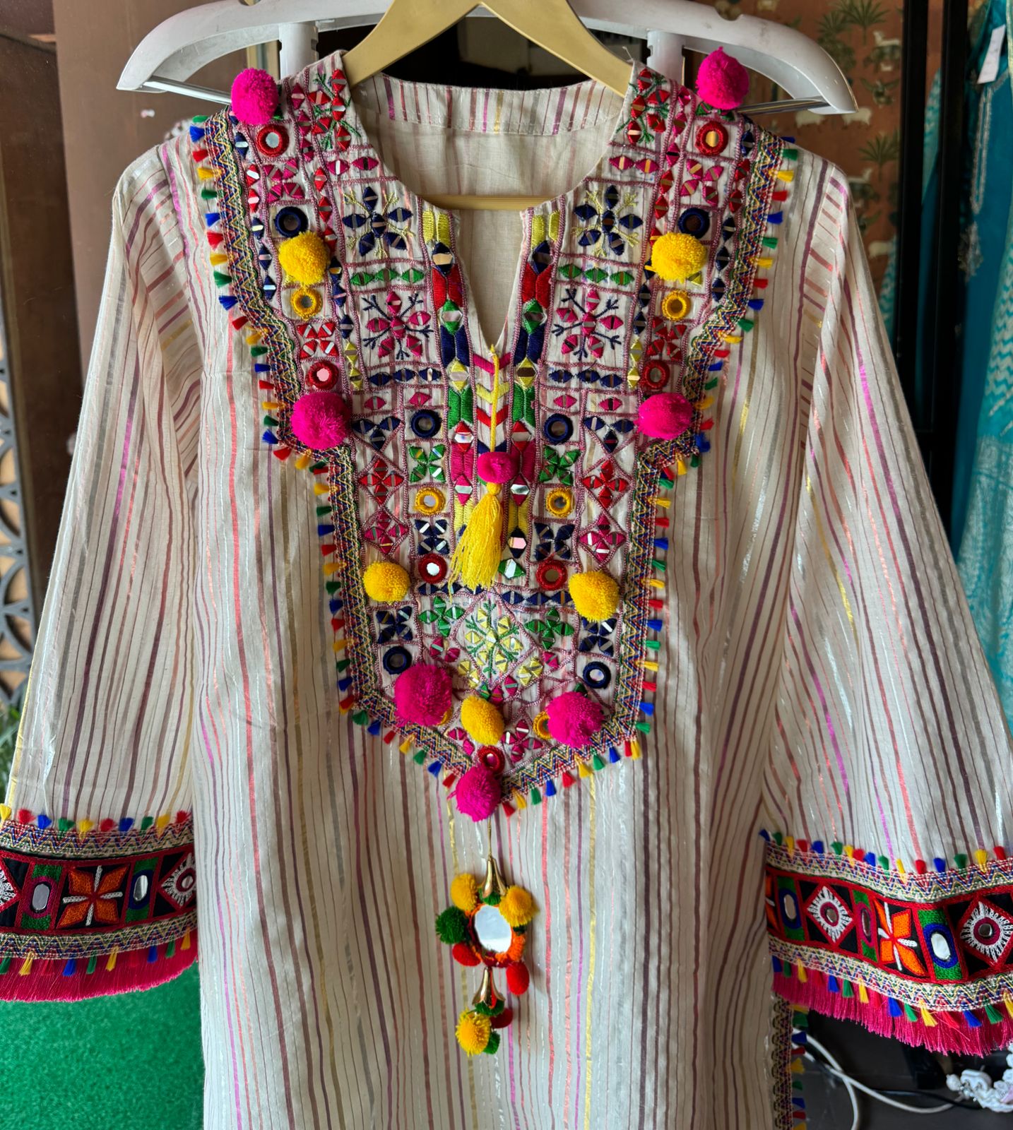 Cotton Lurex Kurta with Beautiful Jodhpuri multi coloured