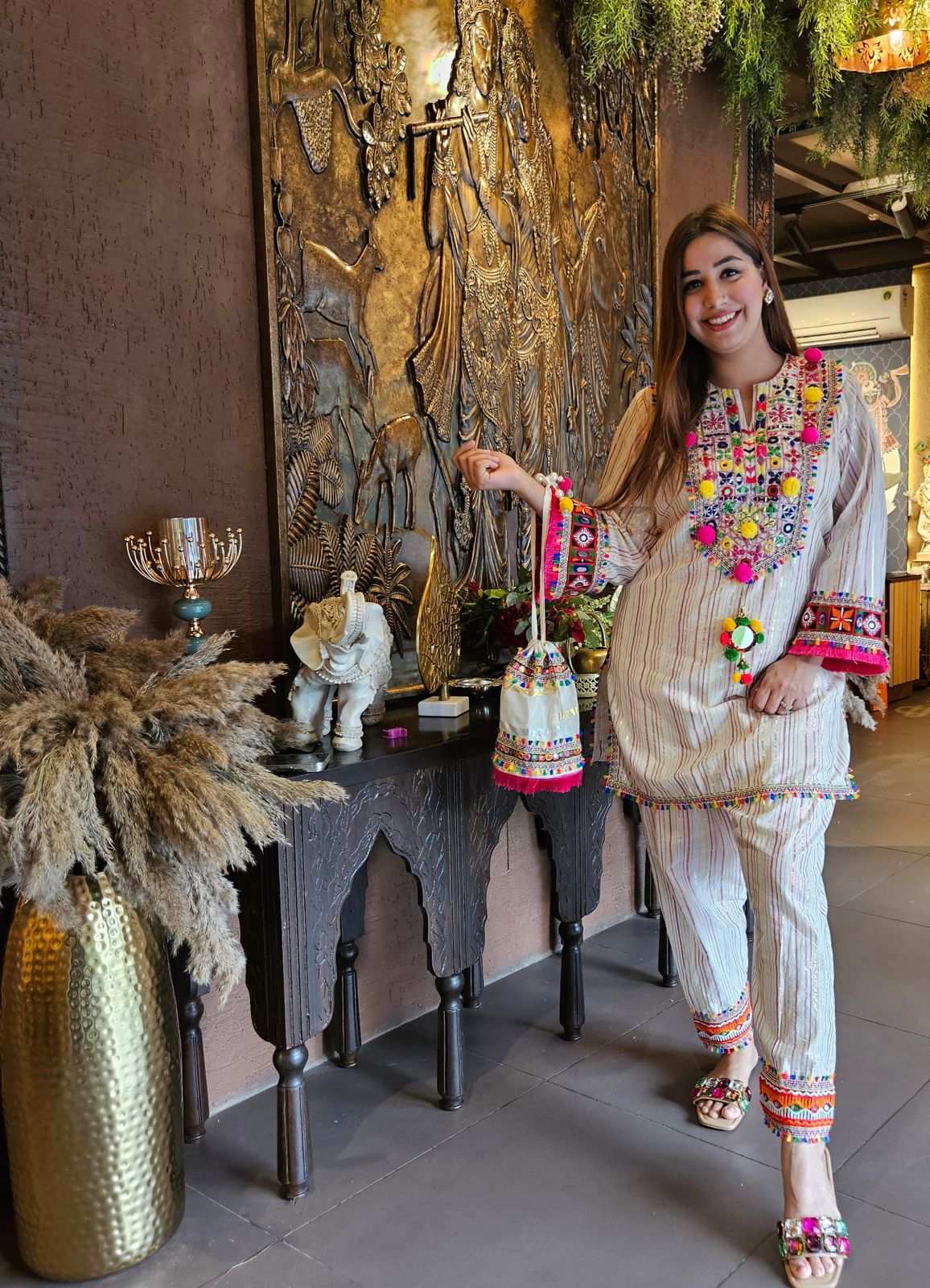 Cotton Lurex Kurta with Beautiful Jodhpuri multi coloured