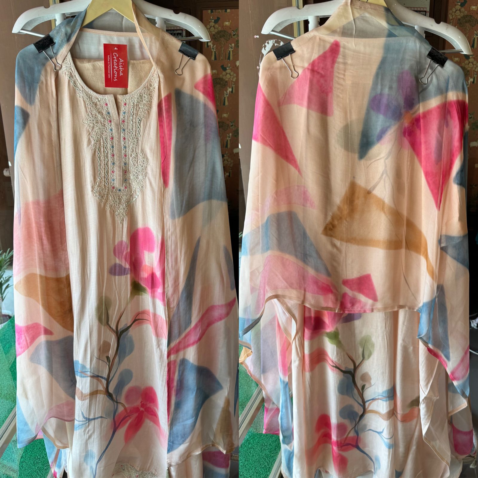 Soft digital printed organza Shirt with floral print (Unstitched) very flowy fabric