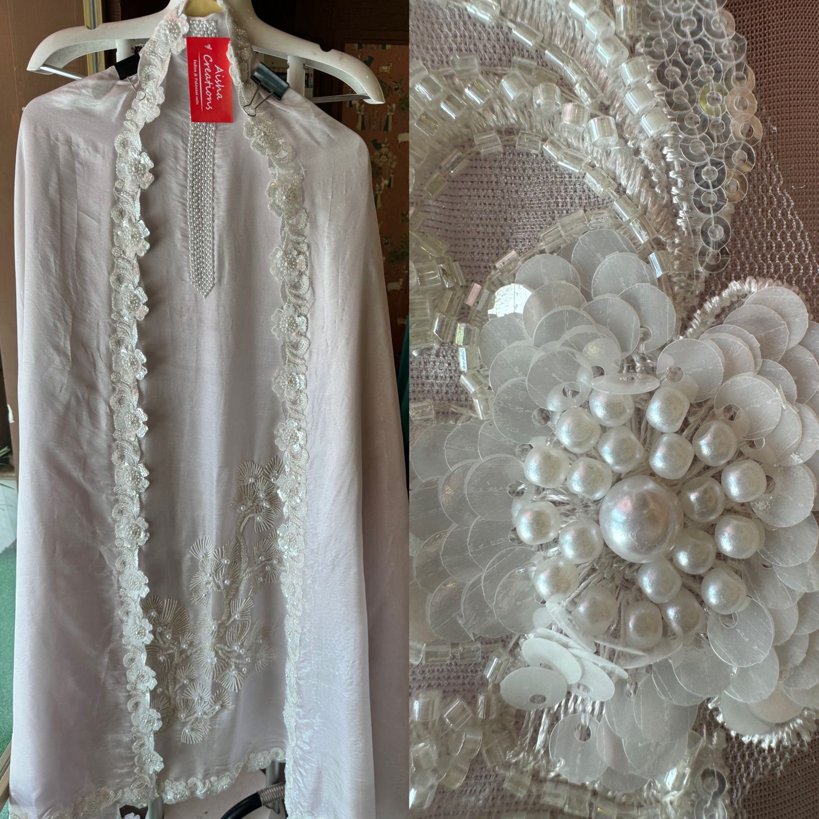 Pure shimmer tissue unstitched Pakistani hand embroidered Concepts.