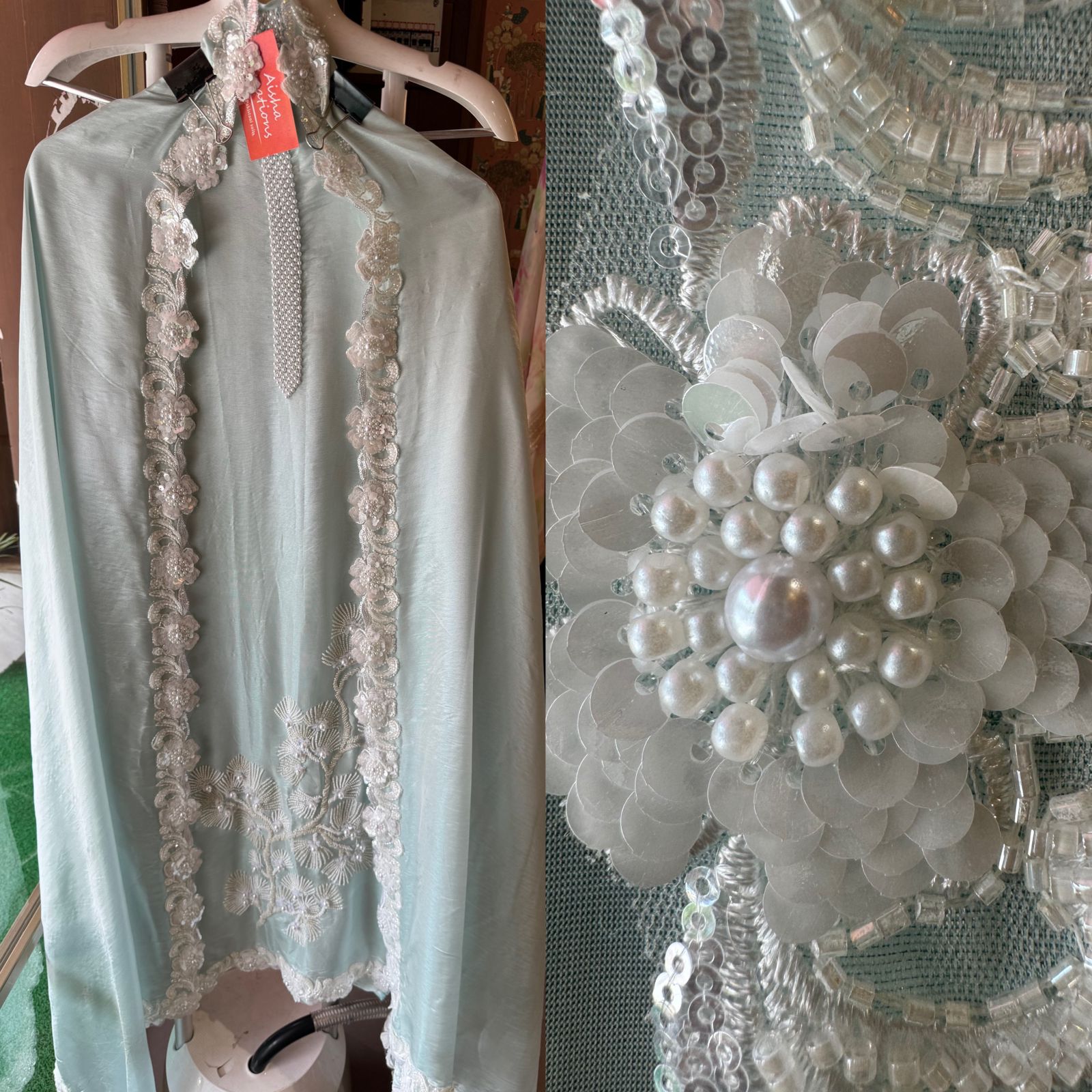 Pure shimmer tissue unstitched Pakistani hand embroidered Concepts