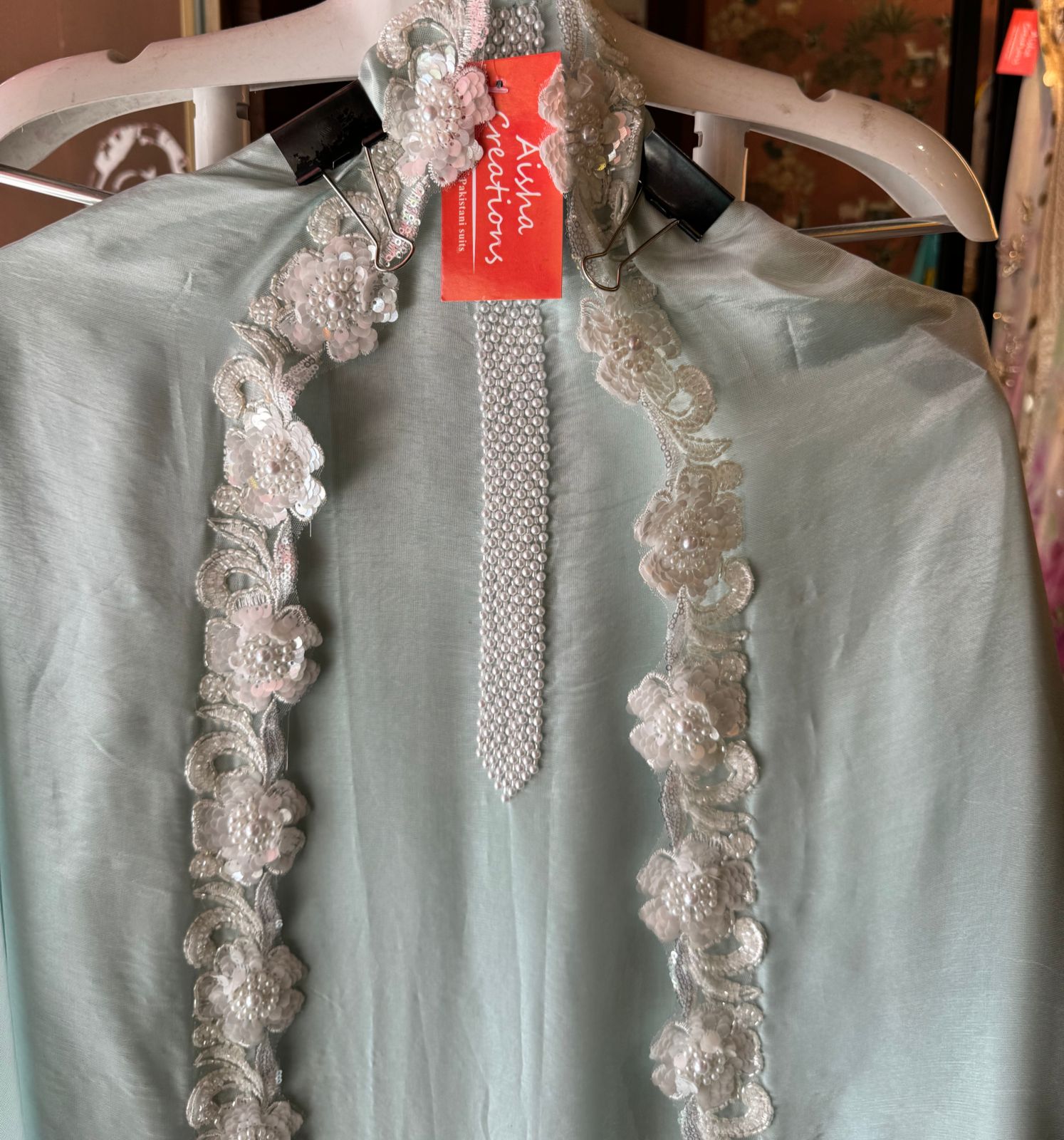 Pure shimmer tissue unstitched Pakistani hand embroidered Concepts