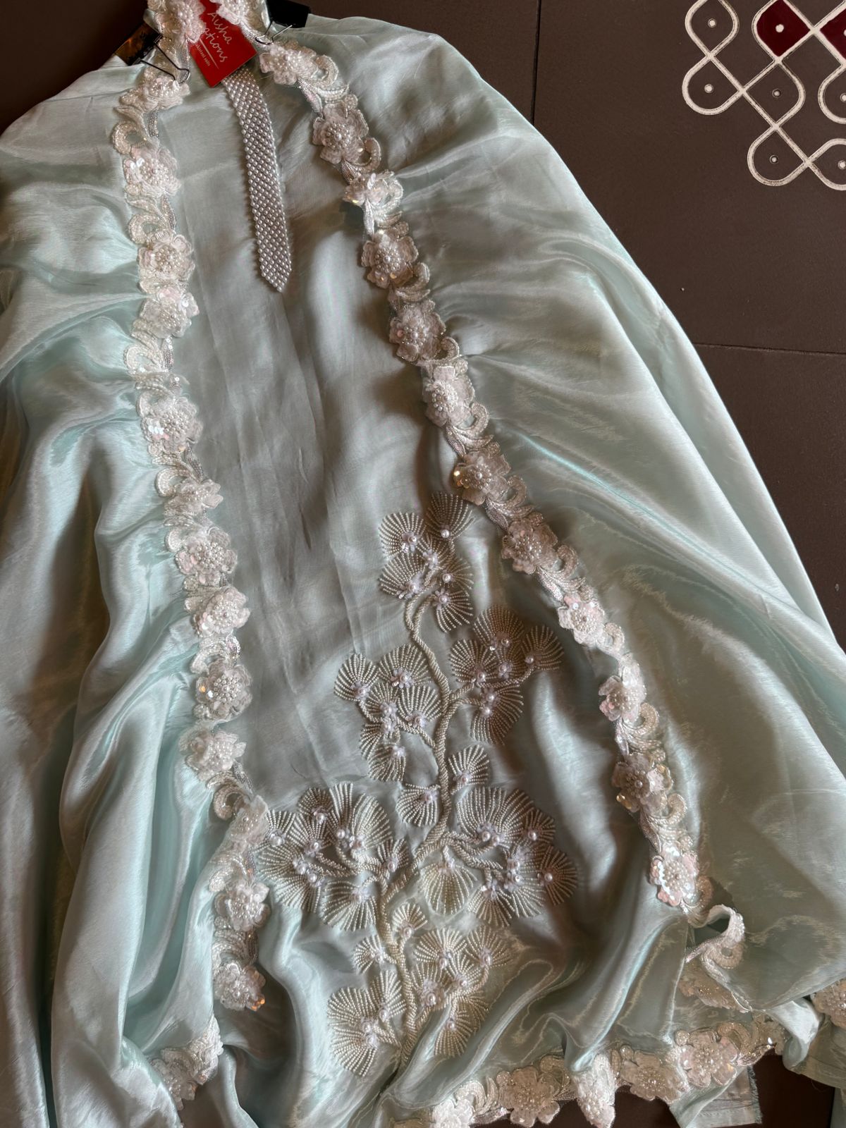 Pure shimmer tissue unstitched Pakistani hand embroidered Concepts