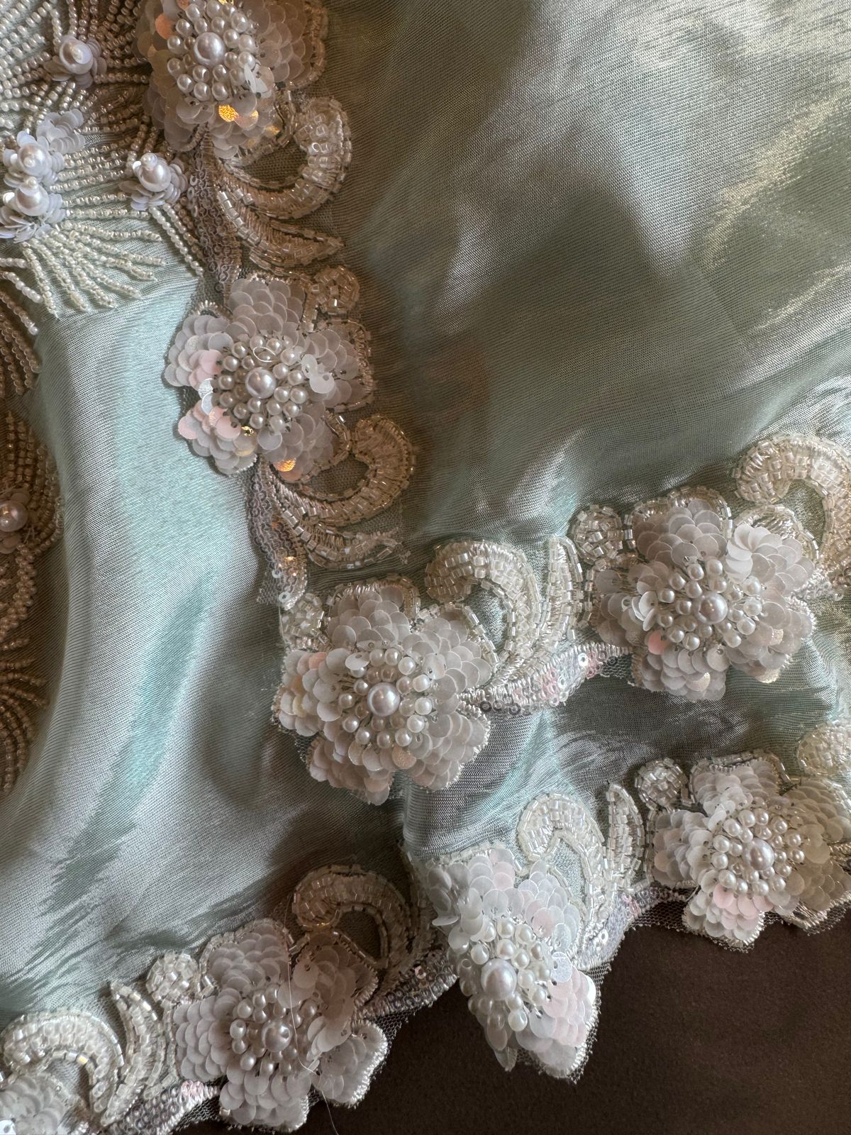 Pure shimmer tissue unstitched Pakistani hand embroidered Concepts