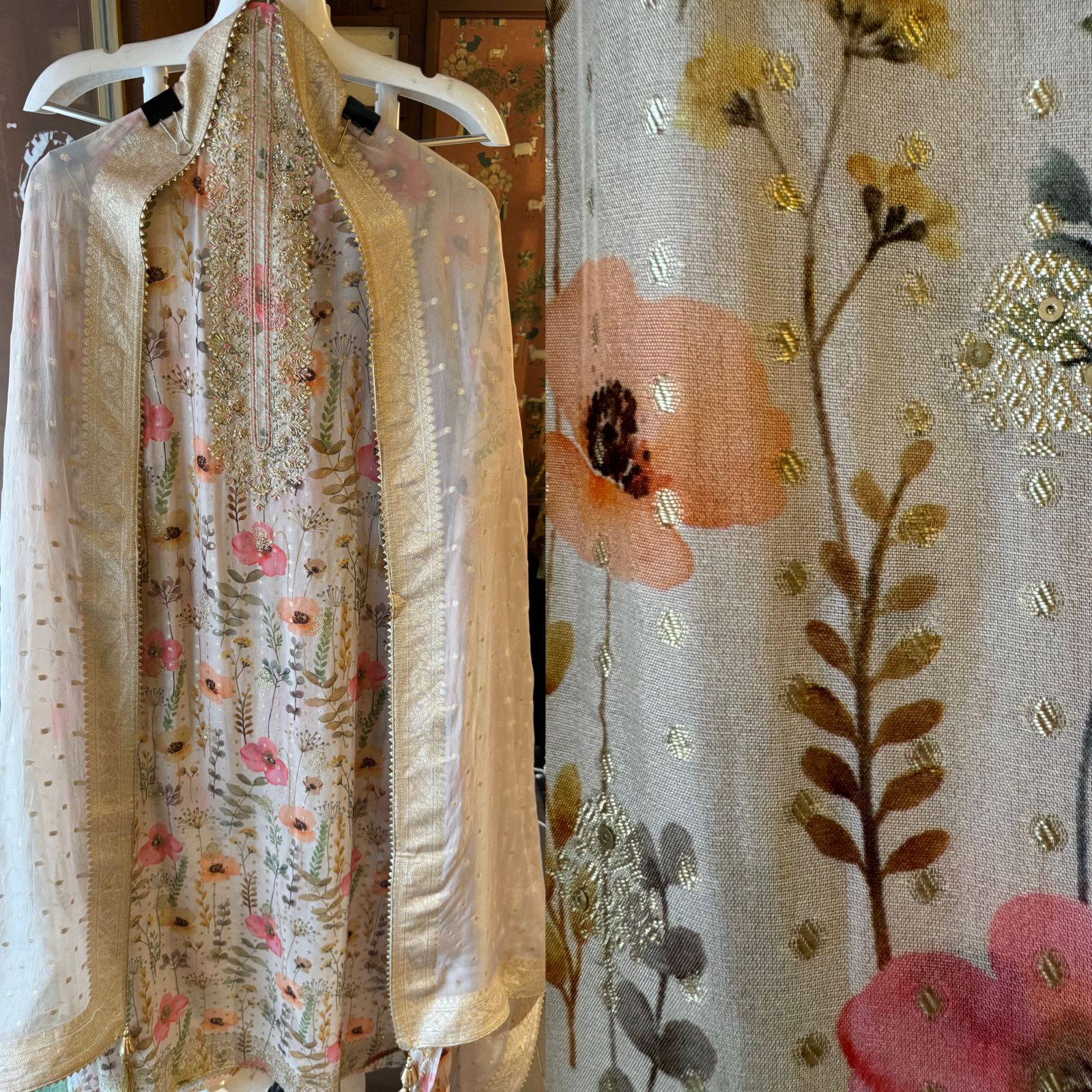 Organza Unstitched Suit pieces