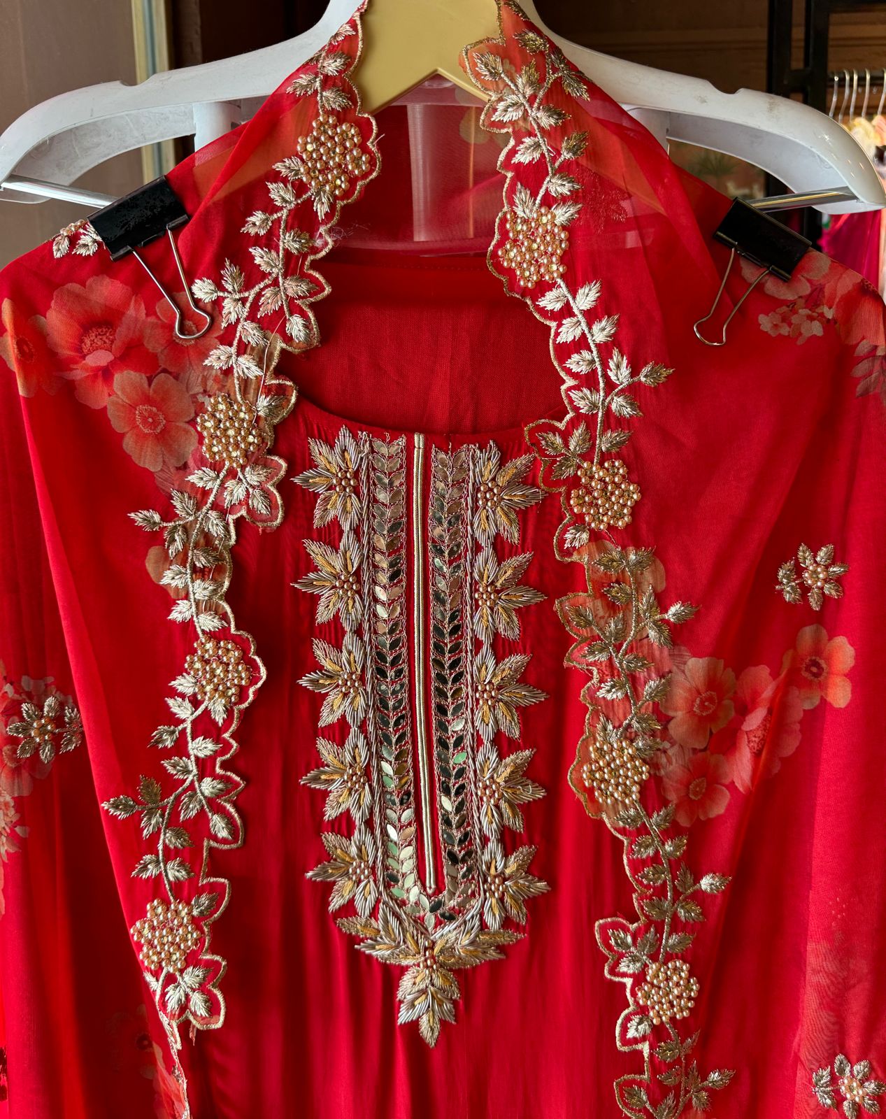 Pure crepe Shirt (Unstitched and full in size) with beautiful Neckwork done