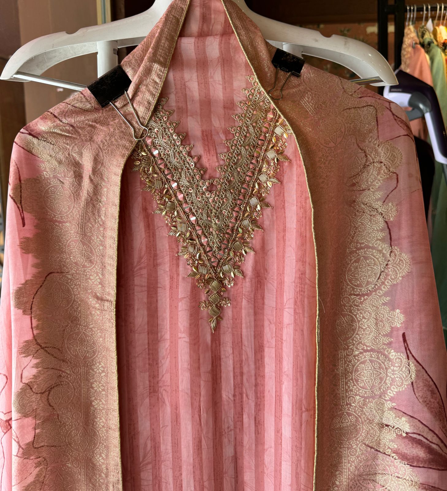 Soft organza Stripes Shirt (Unstitched)