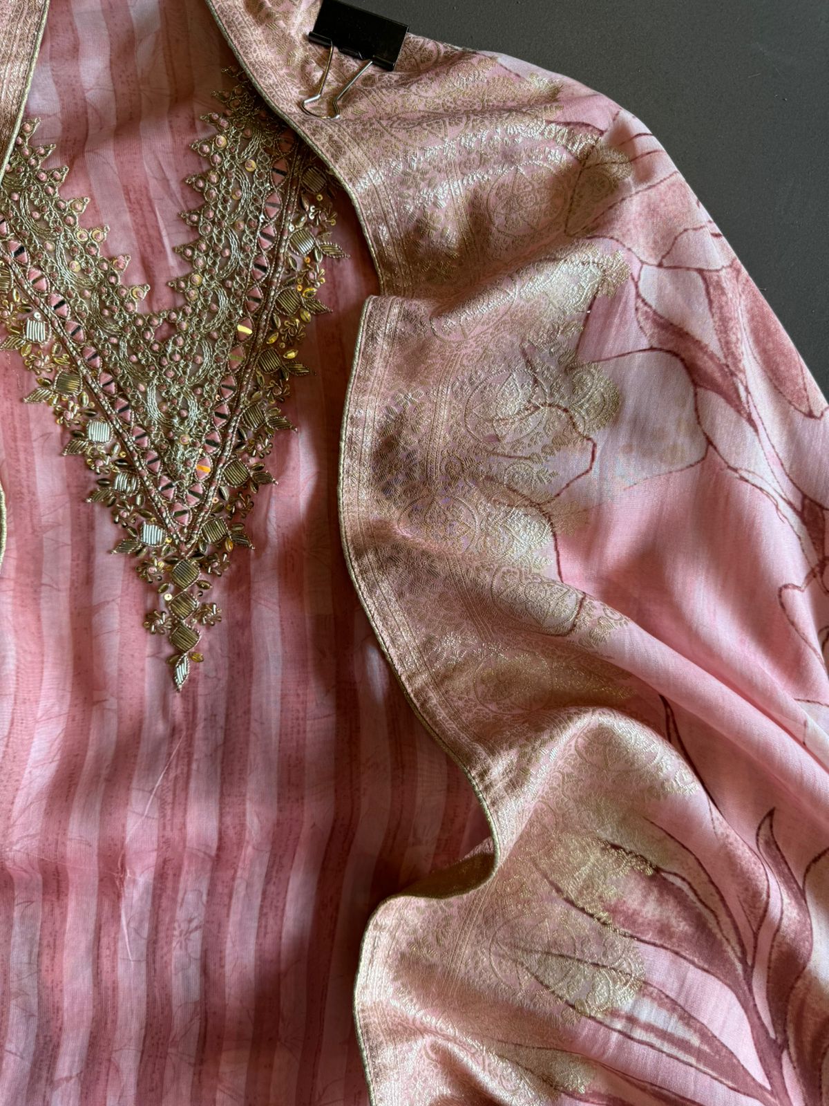 Soft organza Stripes Shirt (Unstitched)