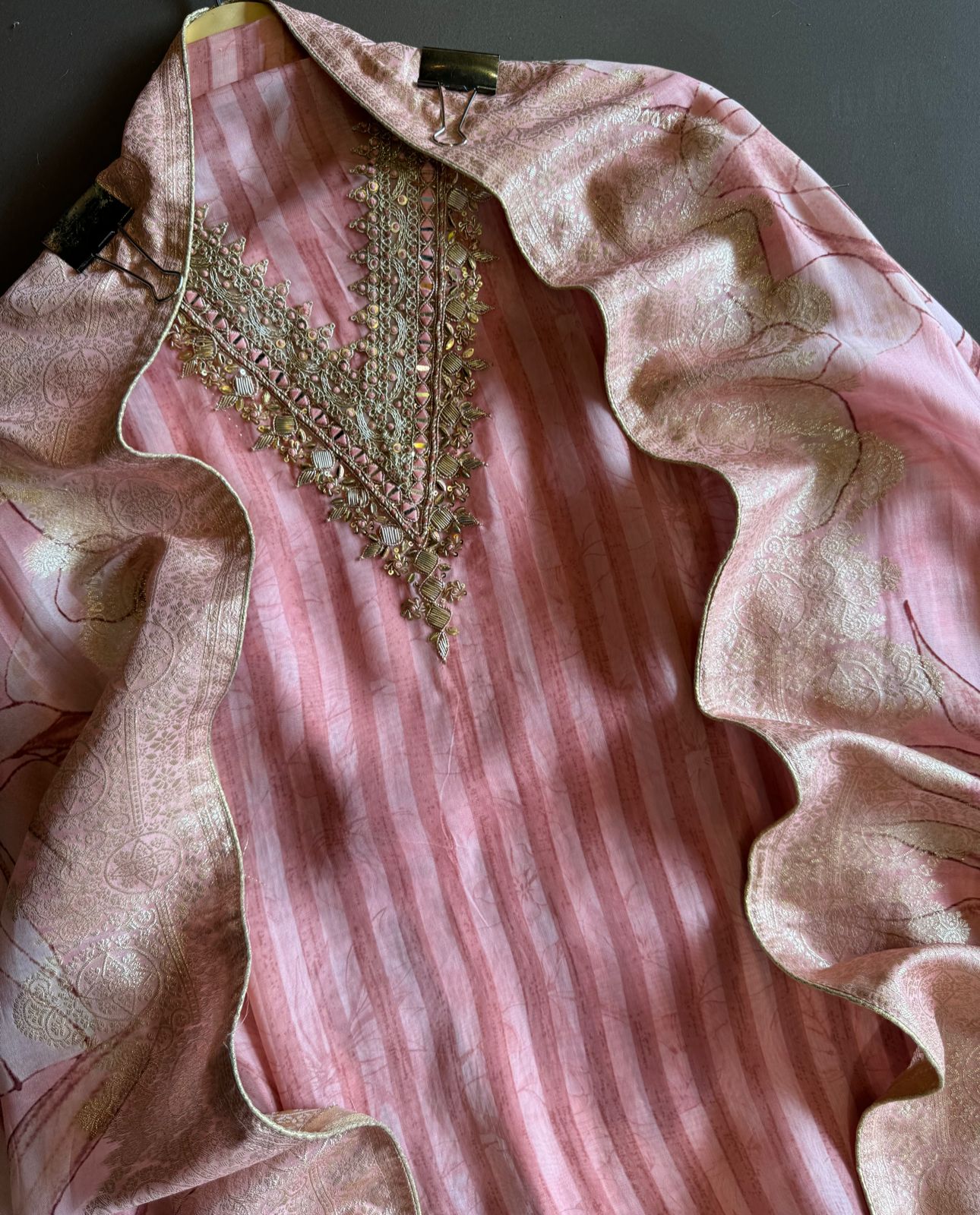 Soft organza Stripes Shirt (Unstitched)