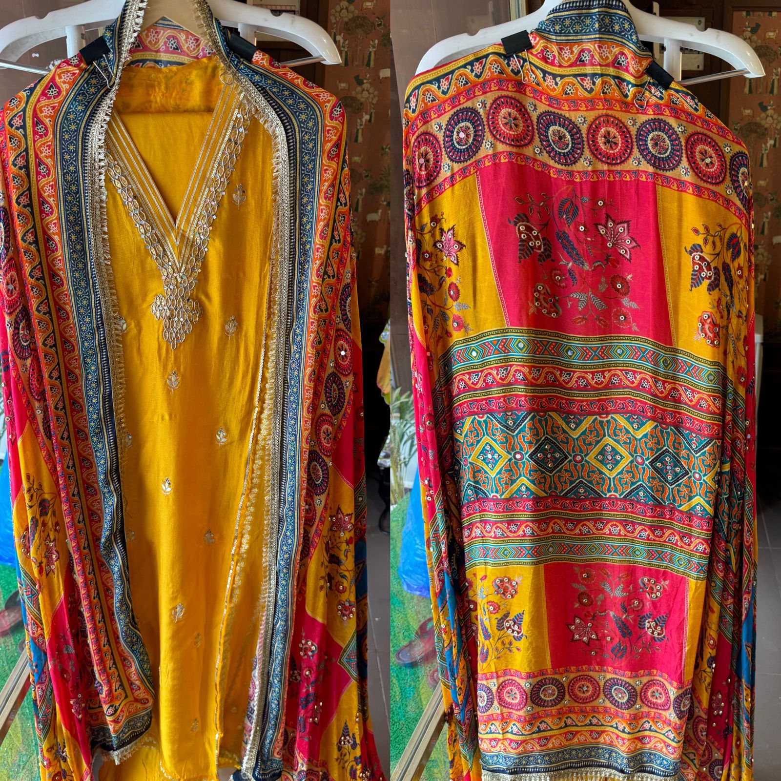 Pure mulberry silk Unstitched Shirt with designer Concept