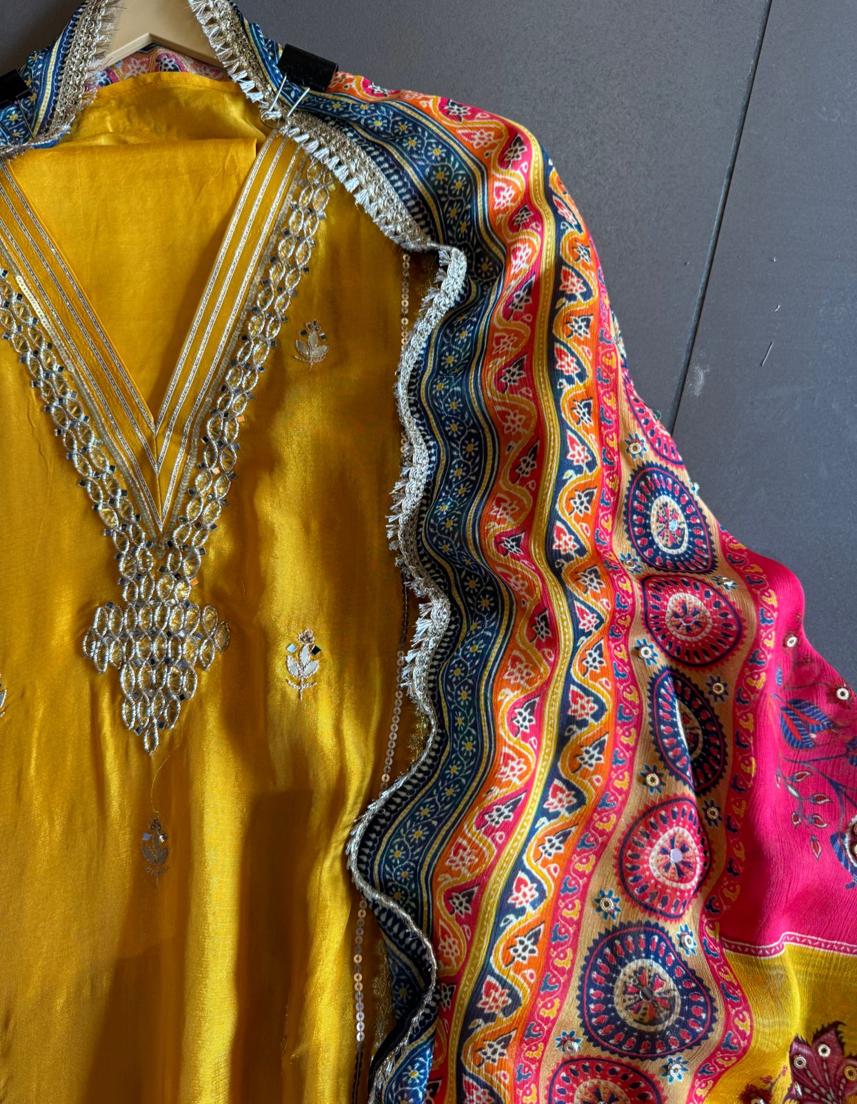 Pure mulberry silk Unstitched Shirt with designer Concept