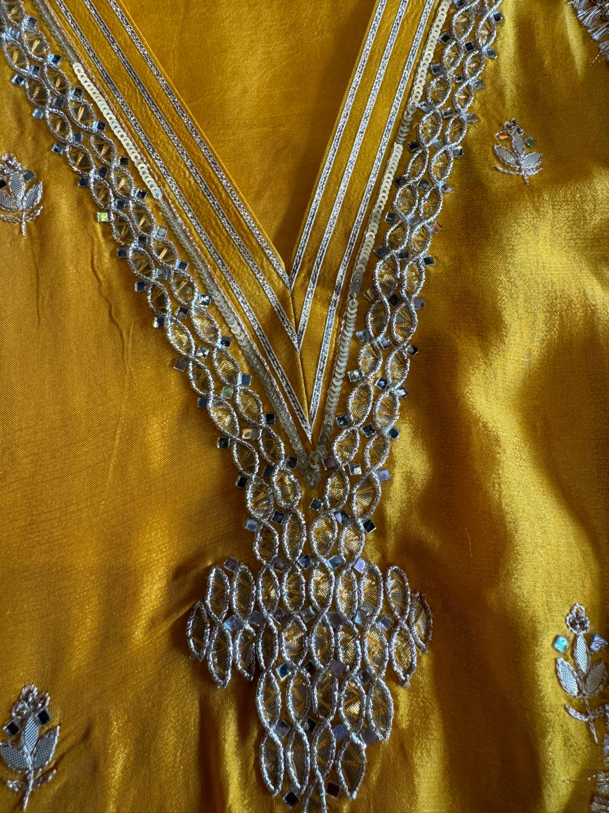 Pure mulberry silk Unstitched Shirt with designer Concept