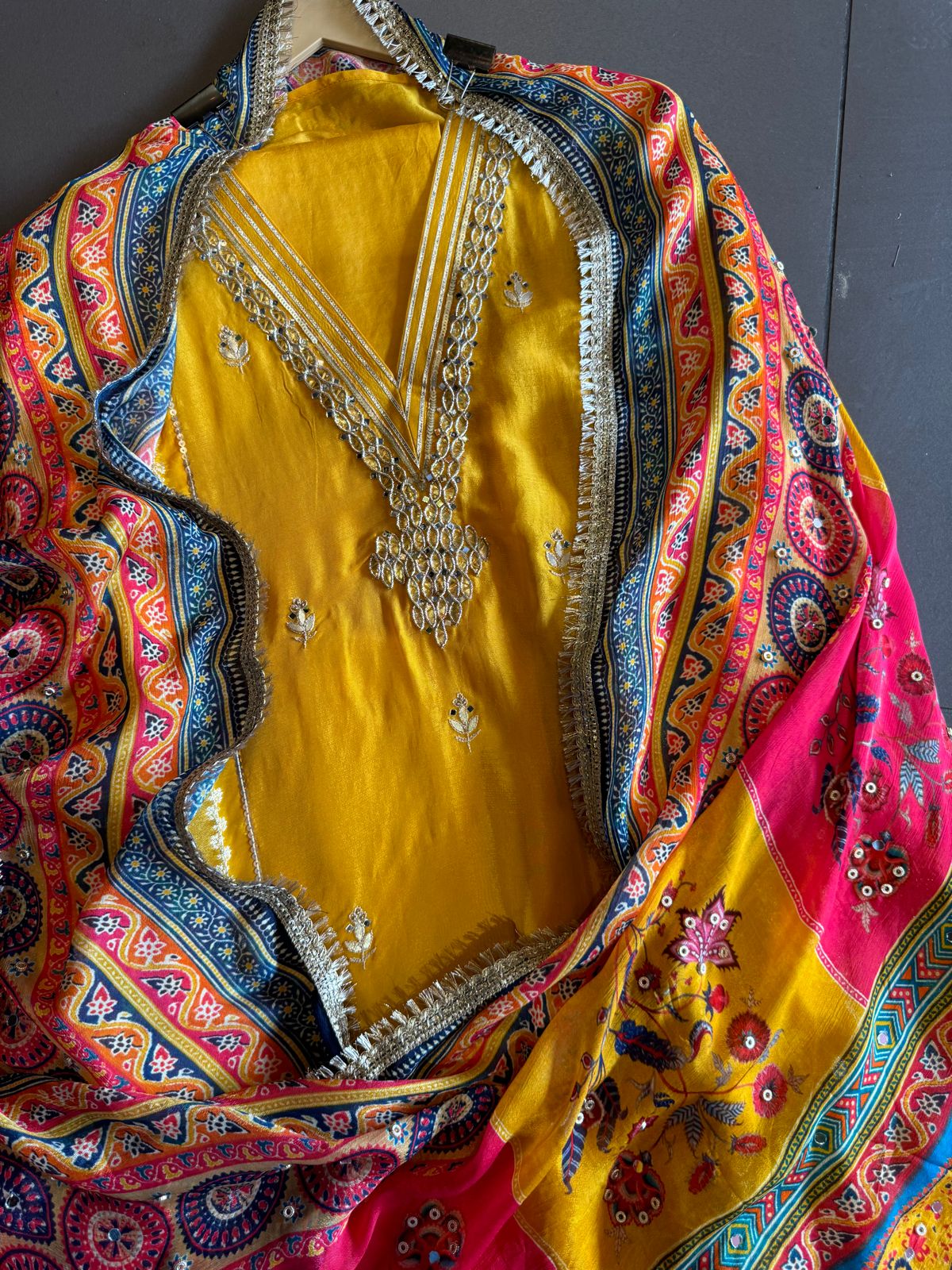 Pure mulberry silk Unstitched Shirt with designer Concept