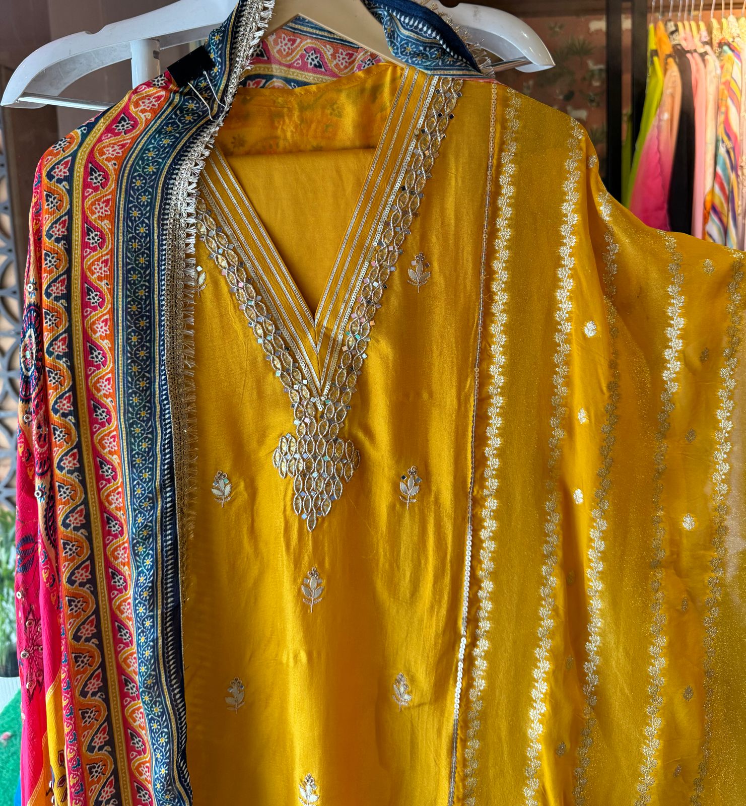 Pure mulberry silk Unstitched Shirt with designer Concept