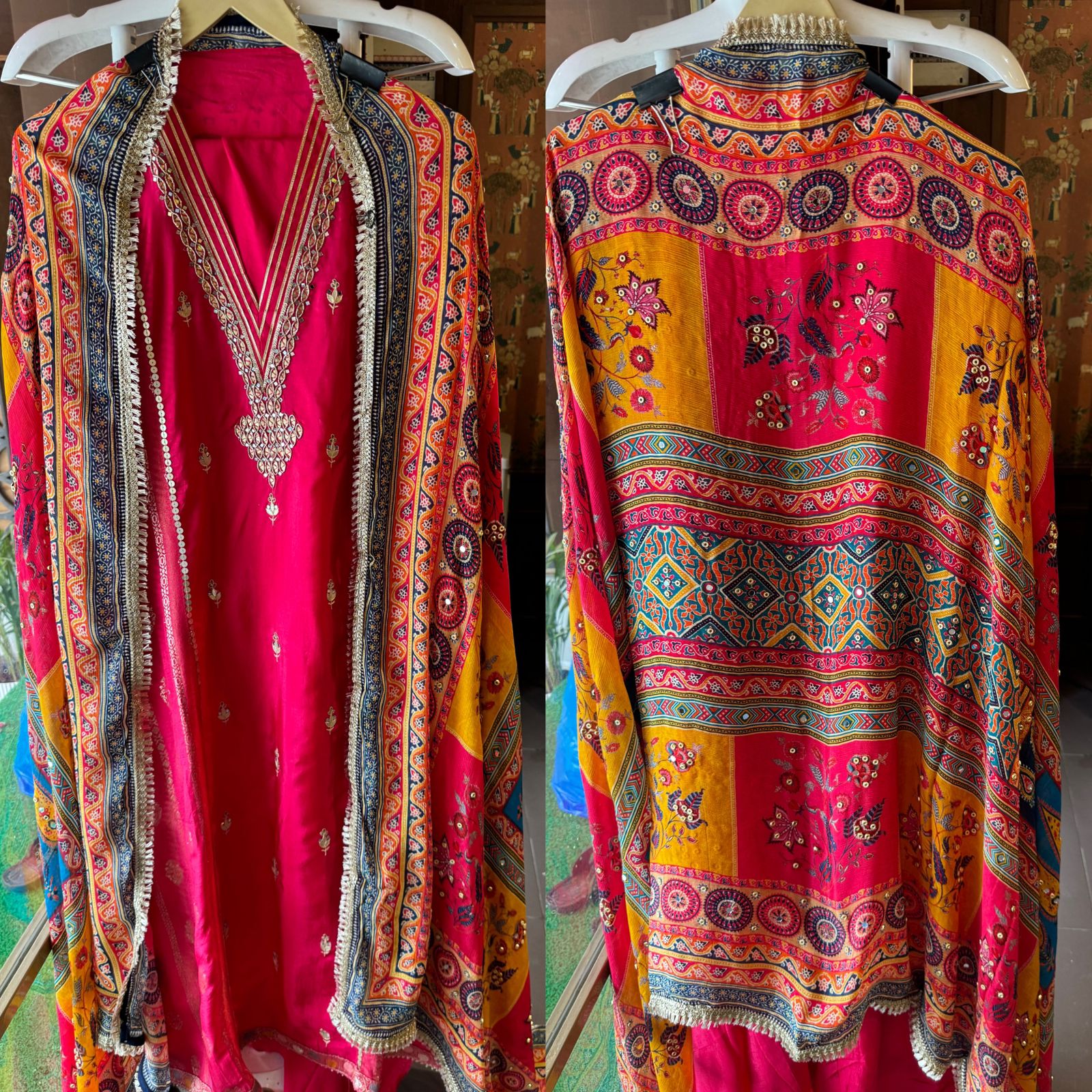 Pure mulberry silk Unstitched Shirt with designer Concept